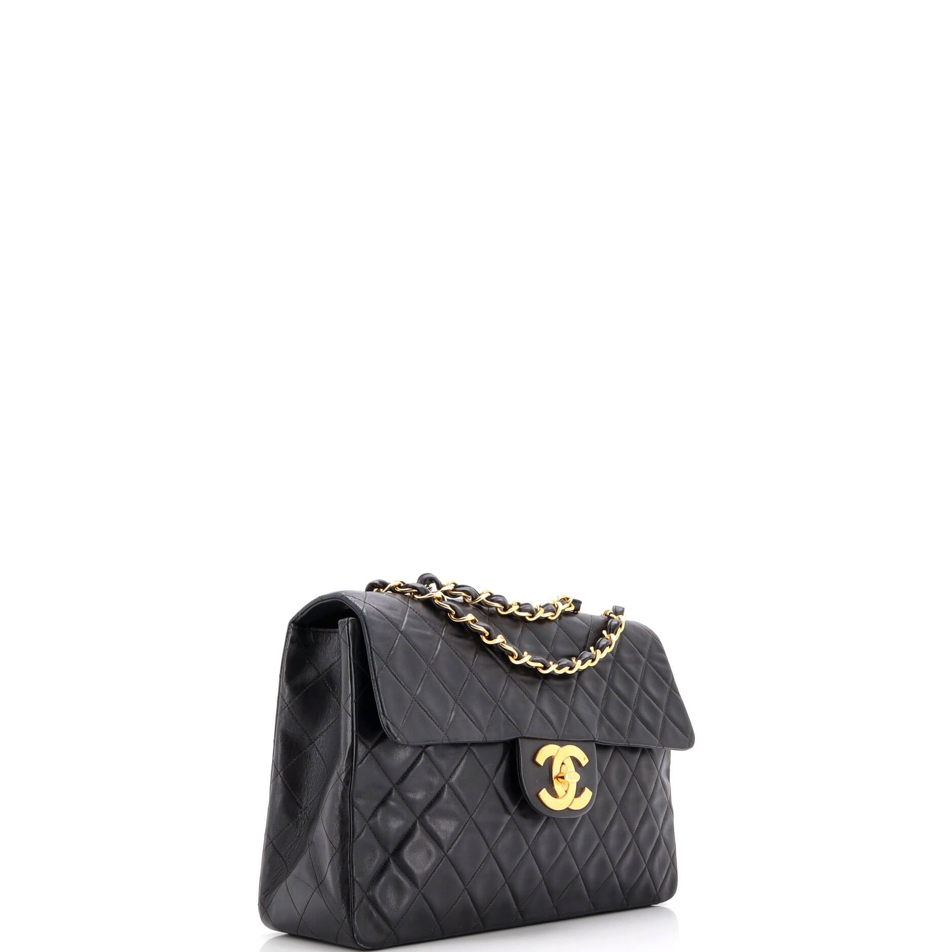 Chanel Vintage Classic Single Flap Bag Quilted Lambskin Maxi