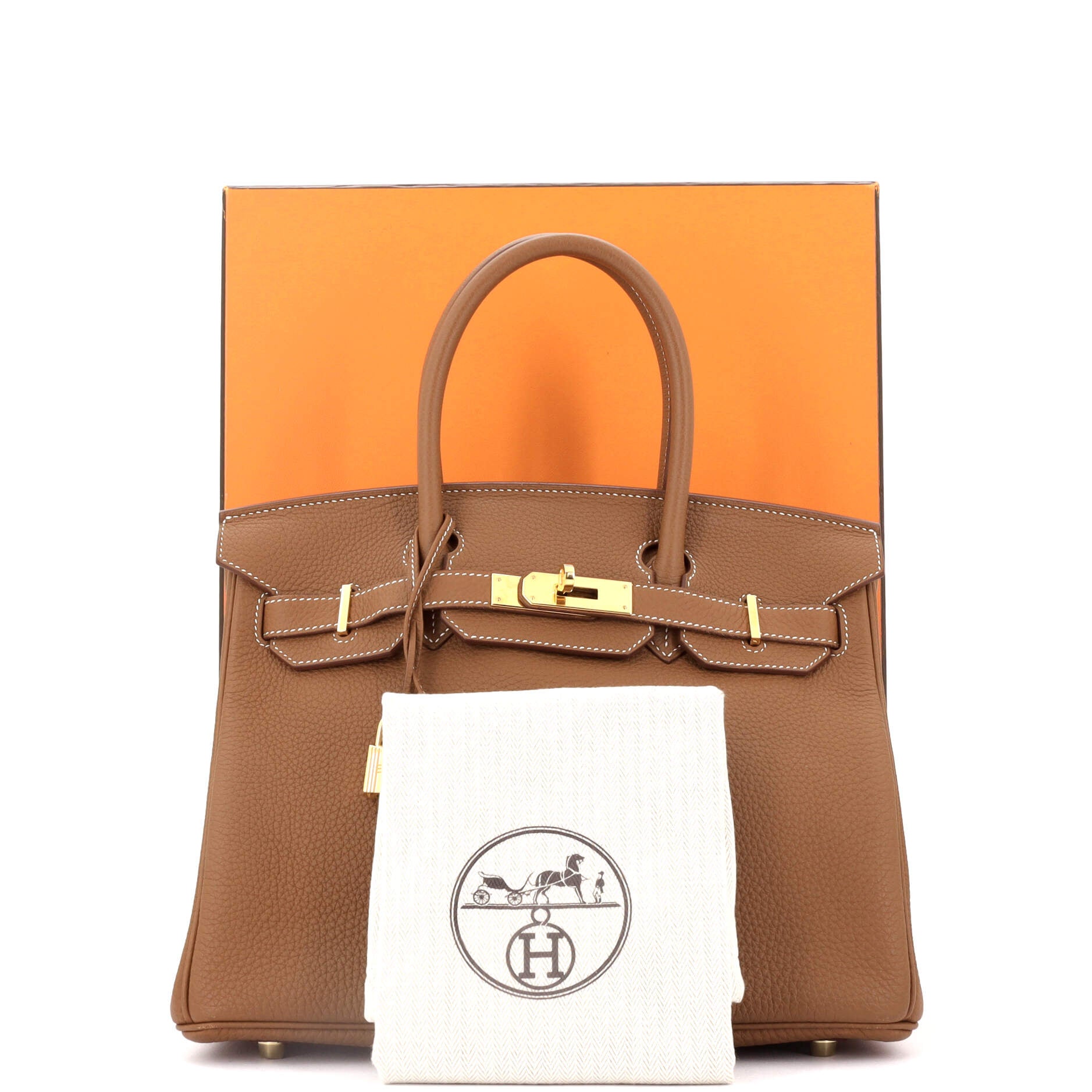 Hermes Birkin Handbag Brown Togo with Gold Hardware 30