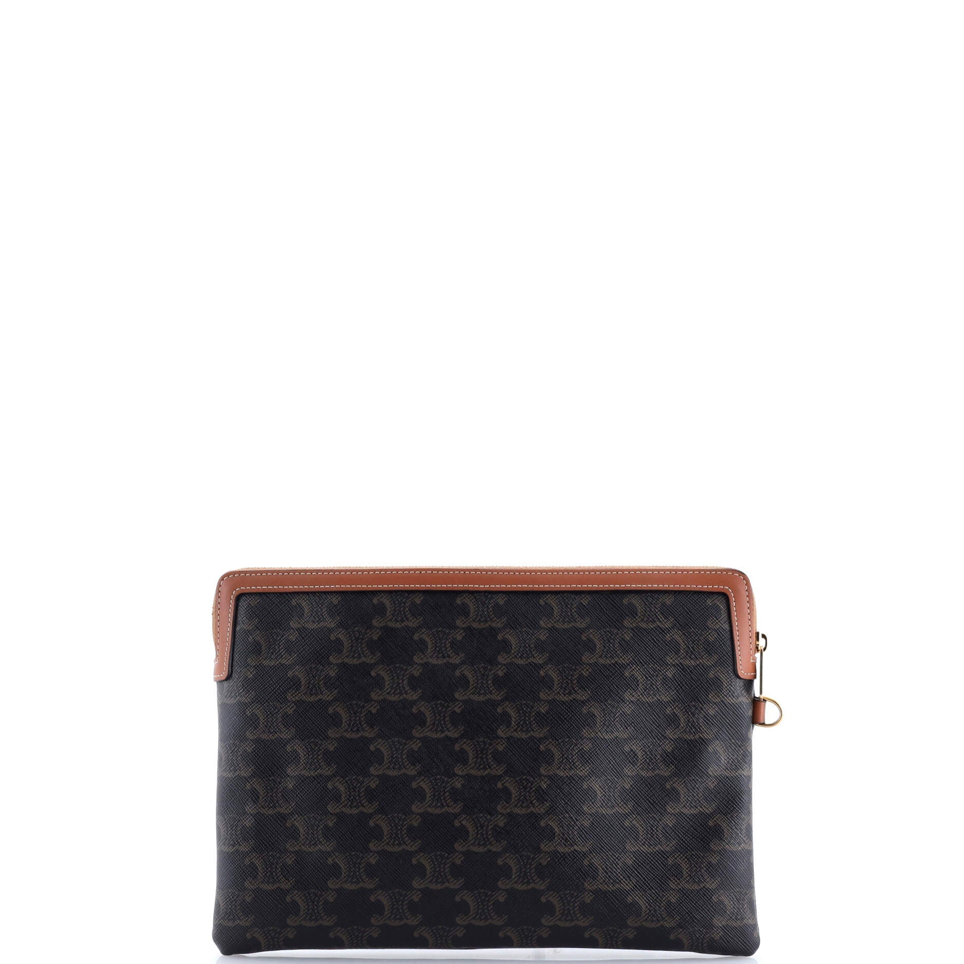 Celine Logo Zip Wristlet Pouch Triomphe Coated Canvas Small
