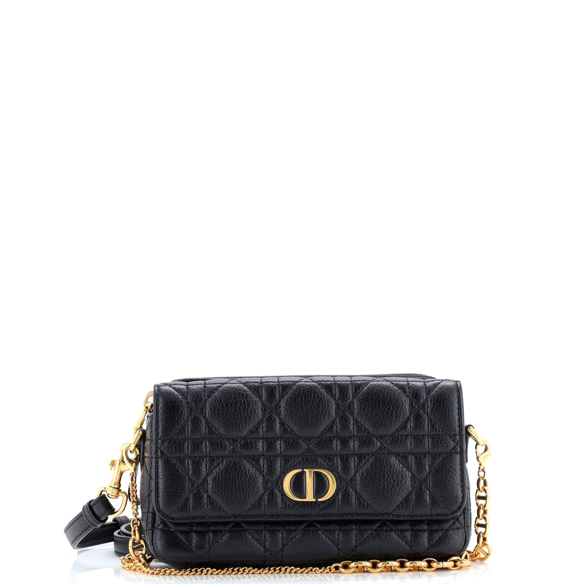 Christian Dior Caro Flap Double Pouch Crossbody Bag Cannage Quilt Calfskin