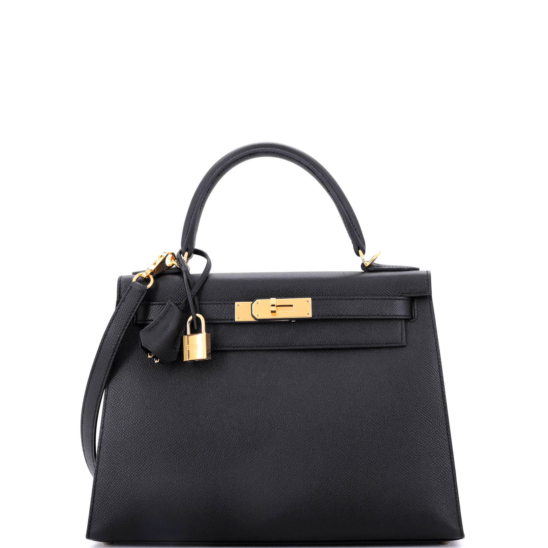 Hermes Kelly Handbag Black Epsom with Gold Hardware 28