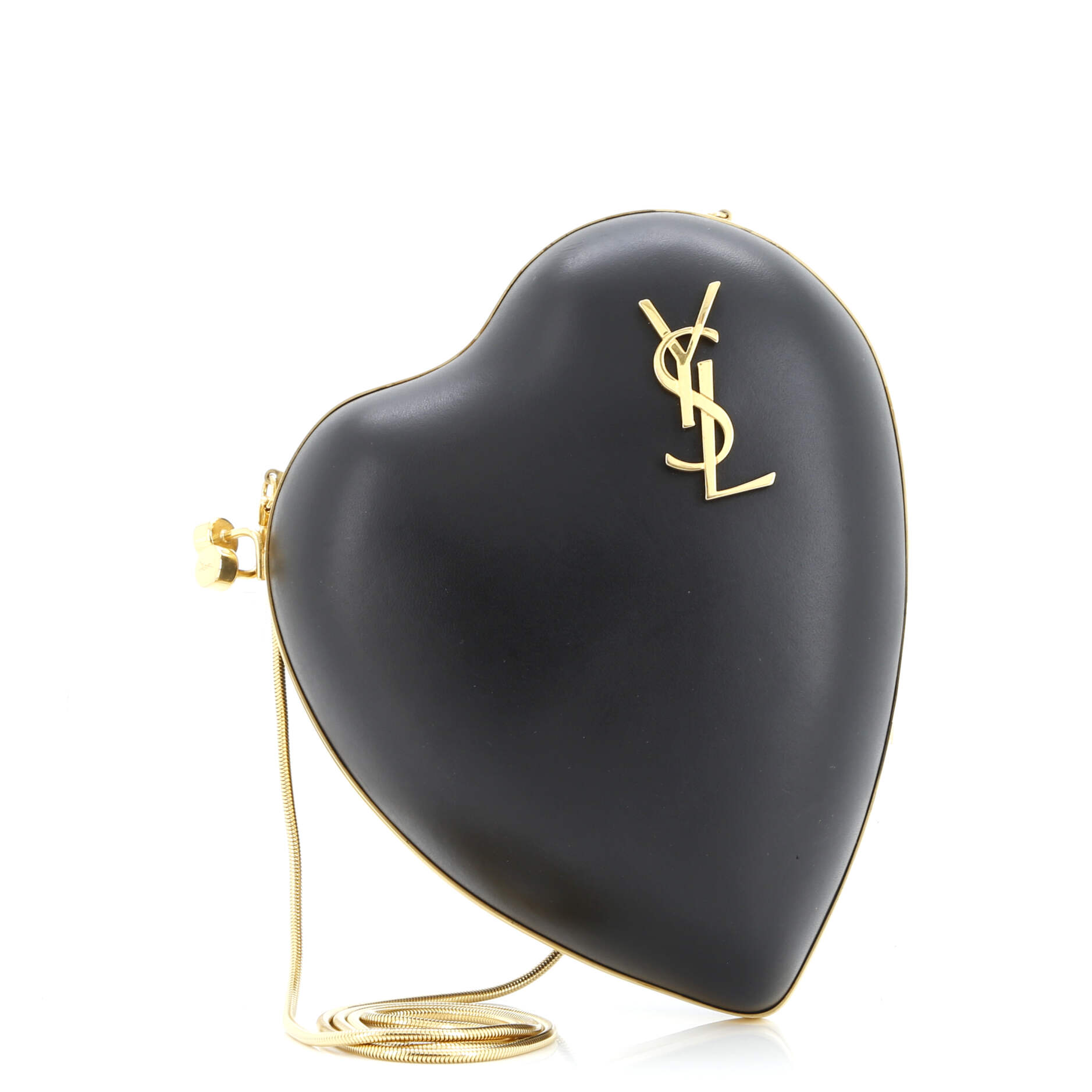 Saint Laurent Love Heart Chain Box Clutch Leather Small