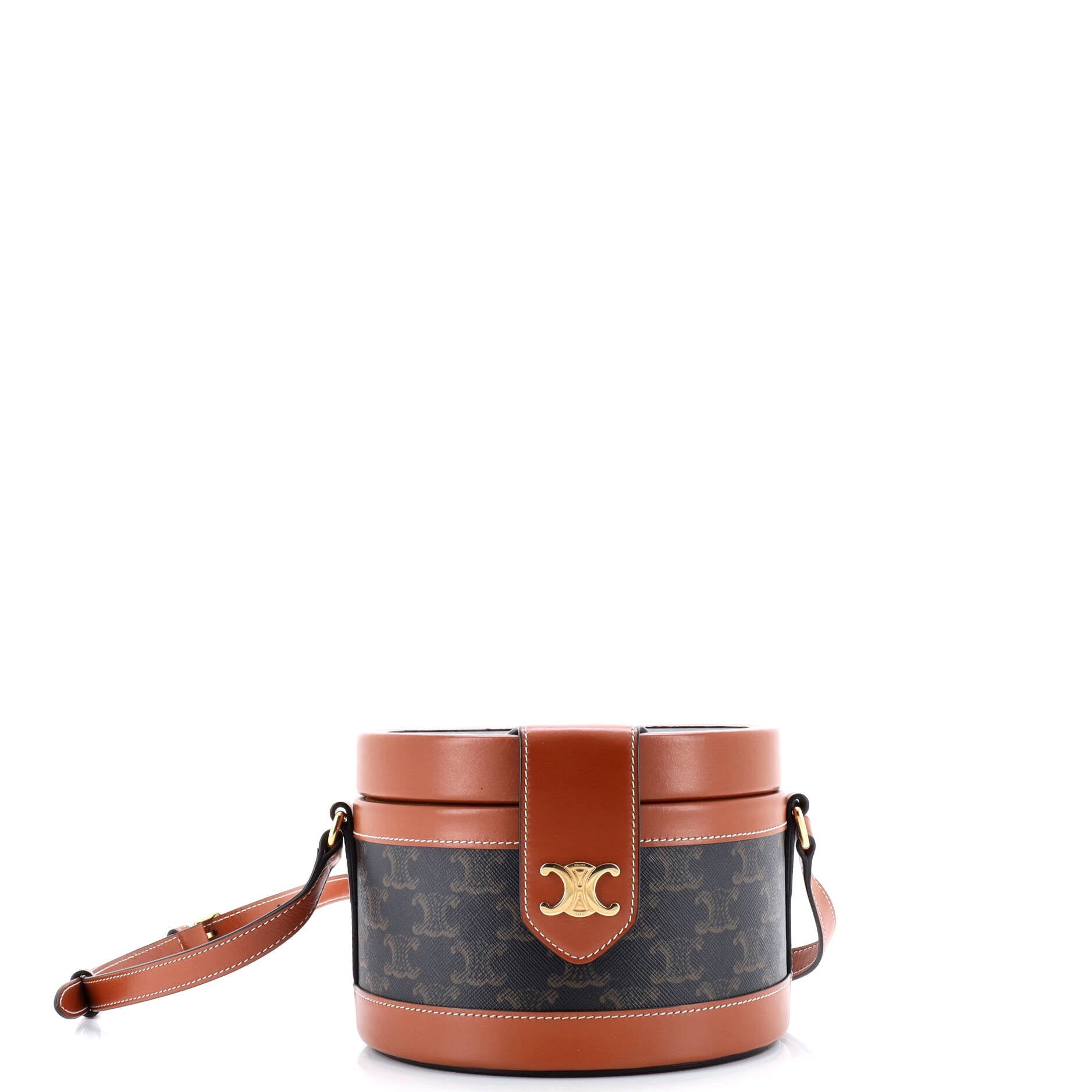 Celine Tambour Bag Triomphe Coated Canvas Medium
