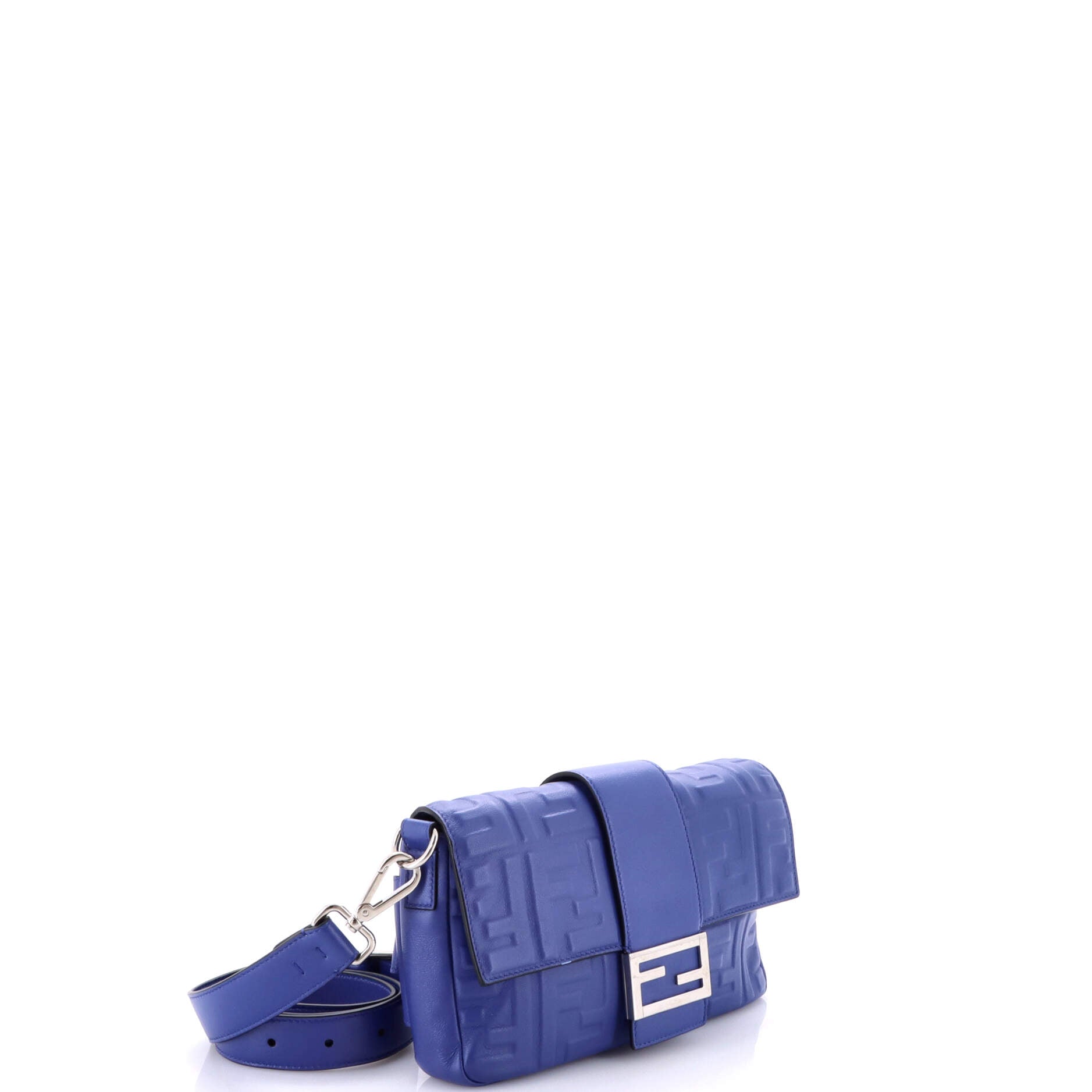 Fendi Baguette Convertible Belt Bag Zucca Embossed Leather Medium