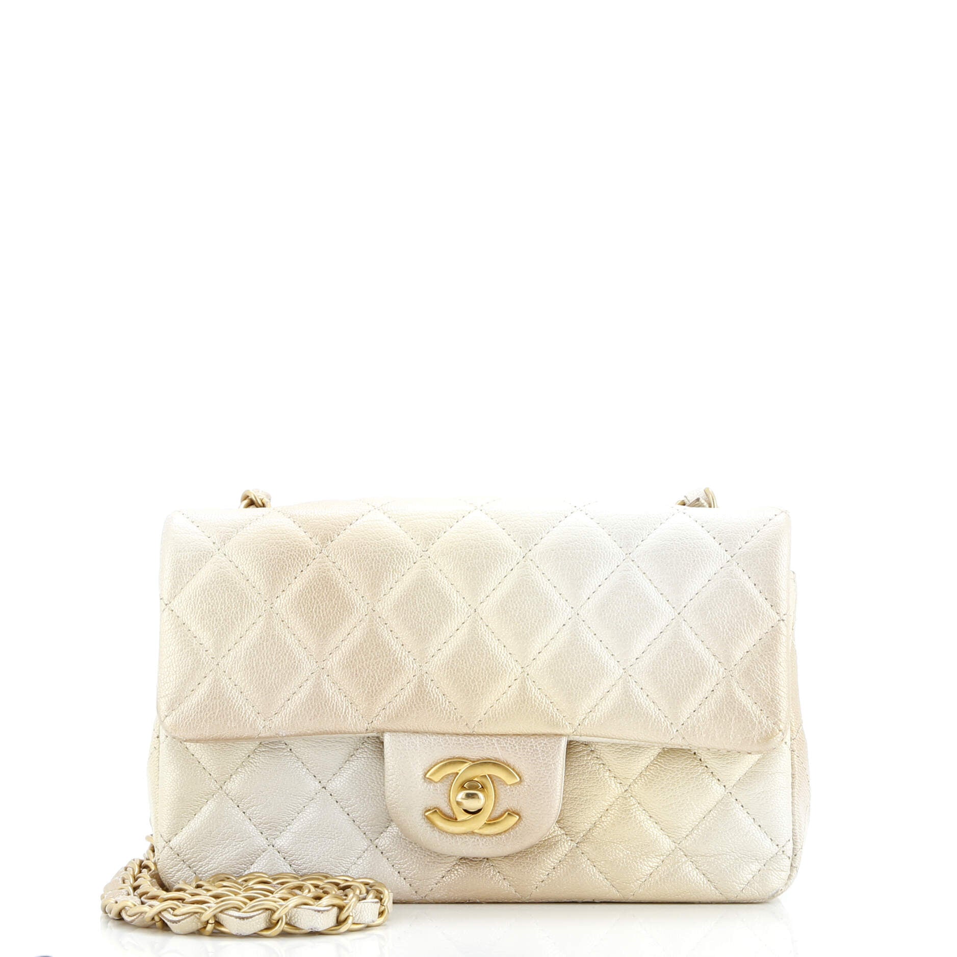 Chanel Classic Single Flap Bag Quilted Ombre Metallic Goatskin Mini
