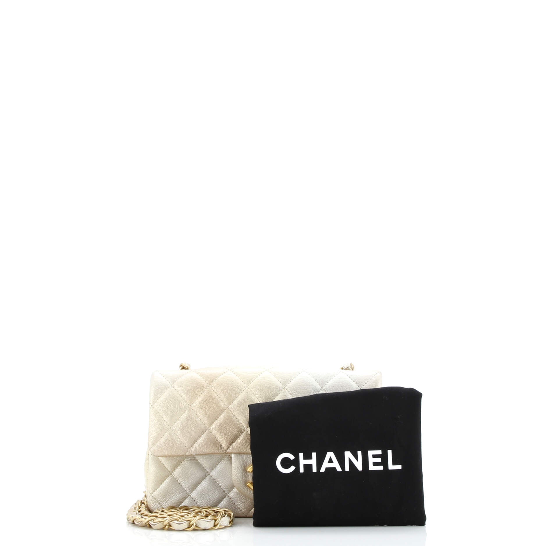 Chanel Classic Single Flap Bag Quilted Ombre Metallic Goatskin Mini