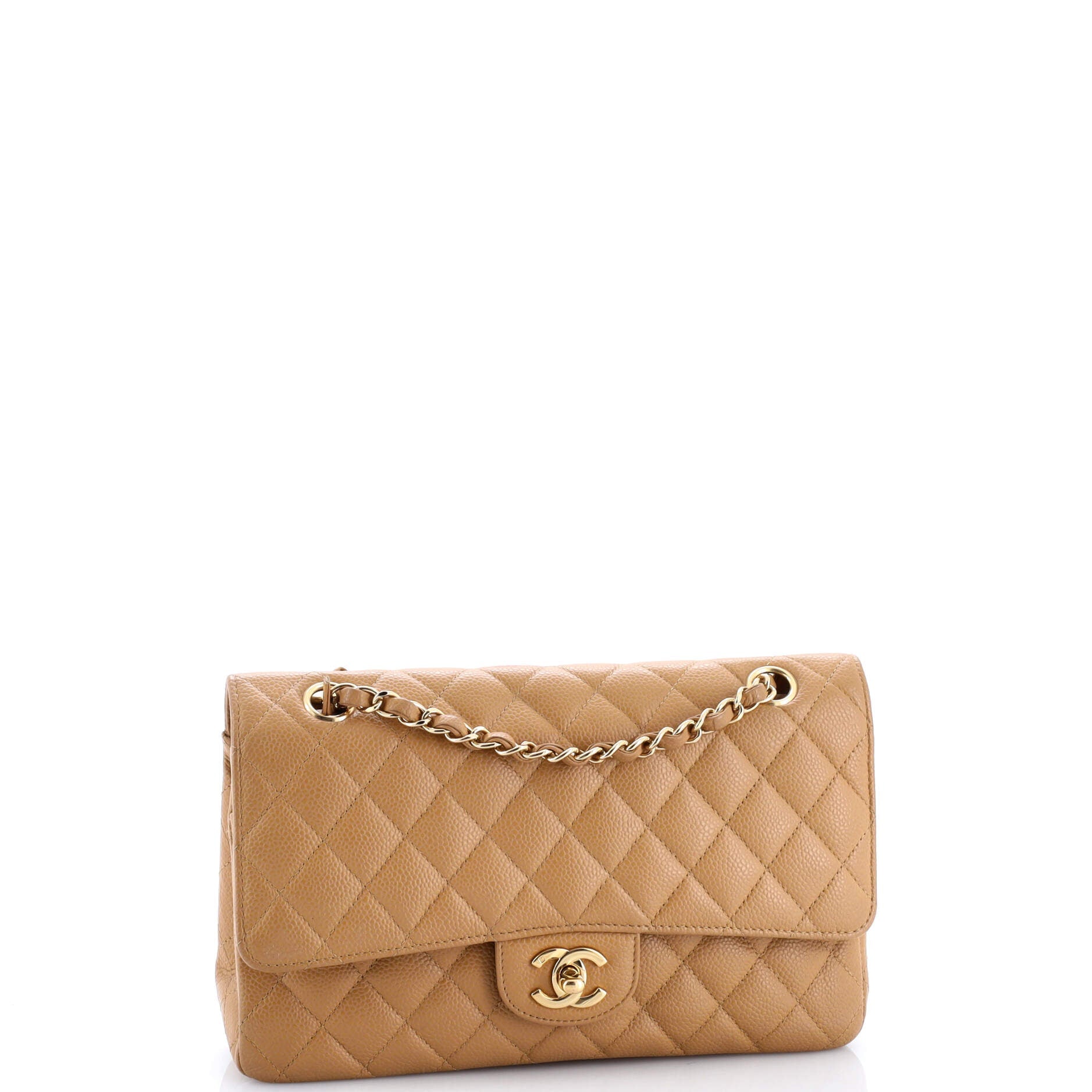Chanel Vintage Classic Double Flap Bag Quilted Caviar Medium