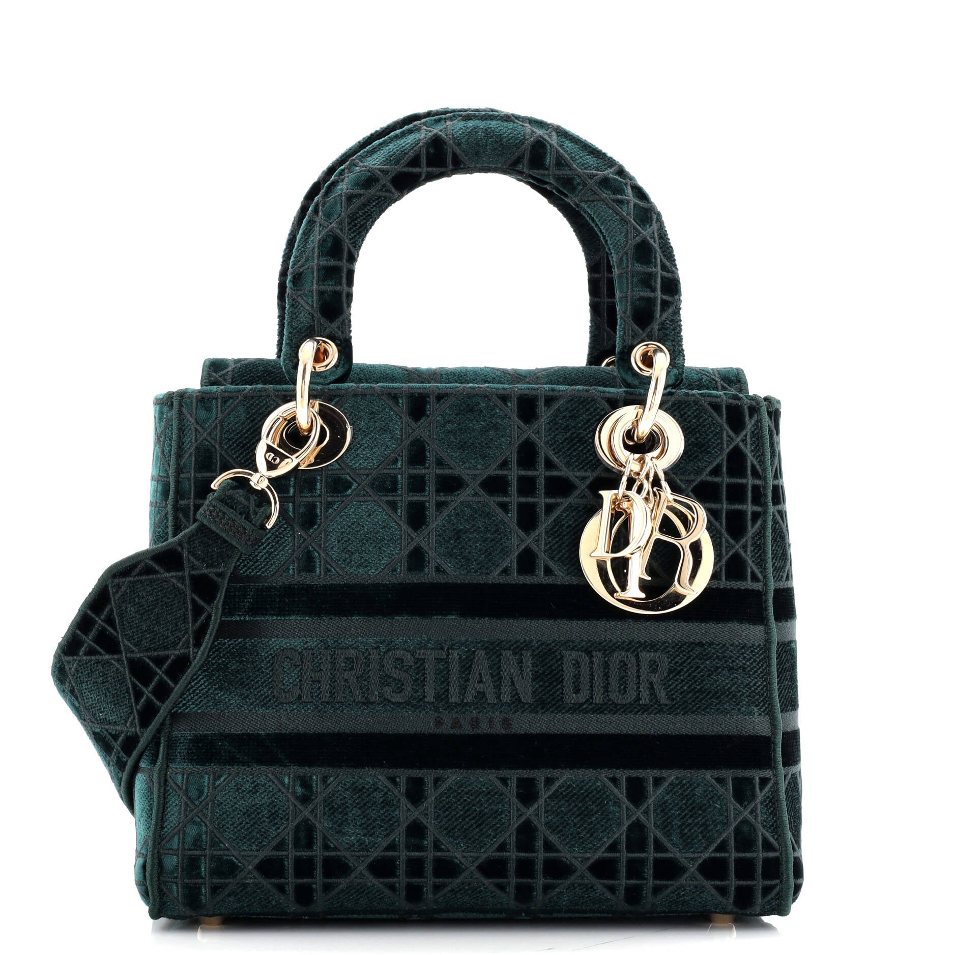 Christian Dior Lady D-Lite Bag Cannage Embroidered Velvet Medium