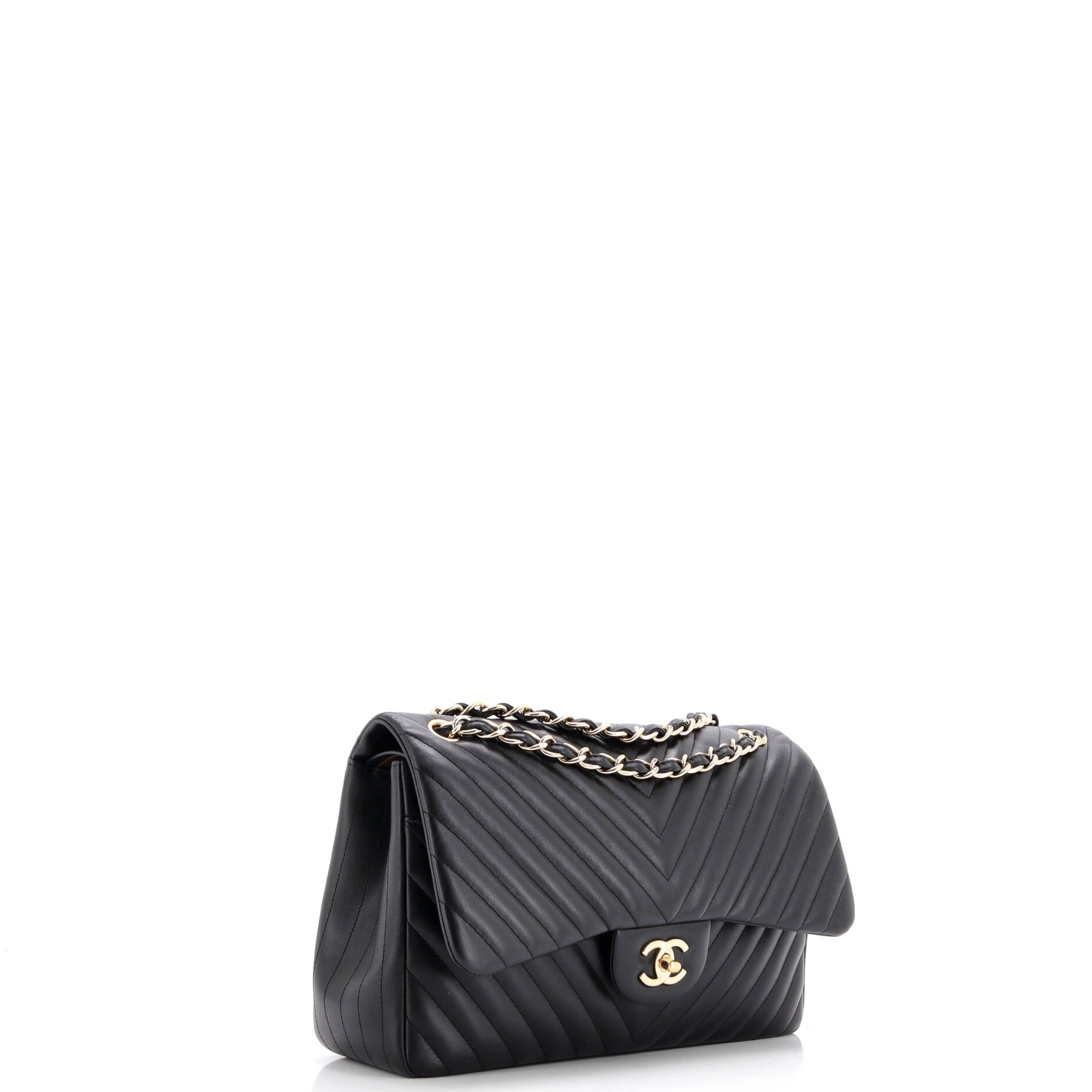Chanel Classic Double Flap Bag Chevron Lambskin Jumbo