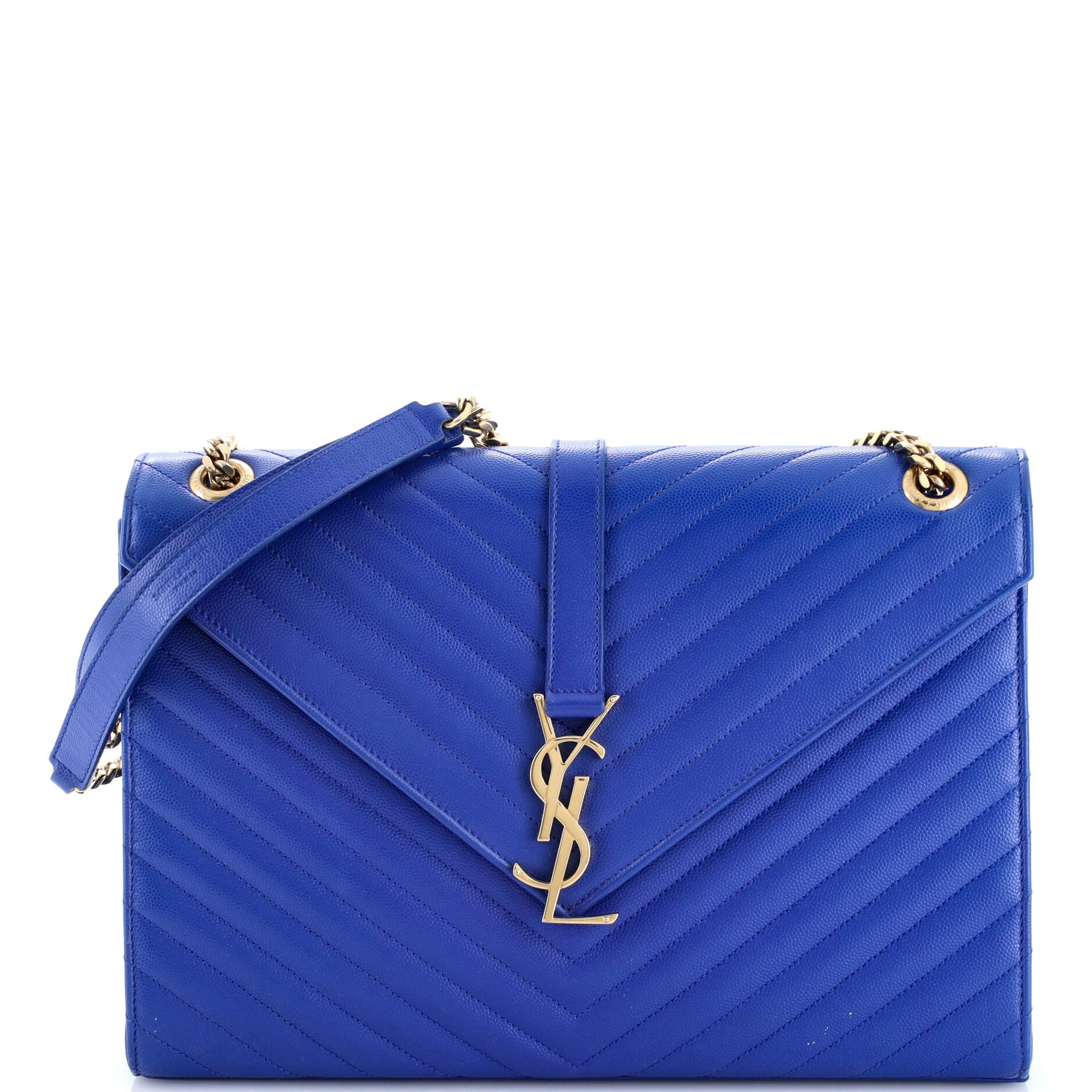 Saint Laurent Classic Monogram Envelope Satchel Matelasse Chevron Leather Large