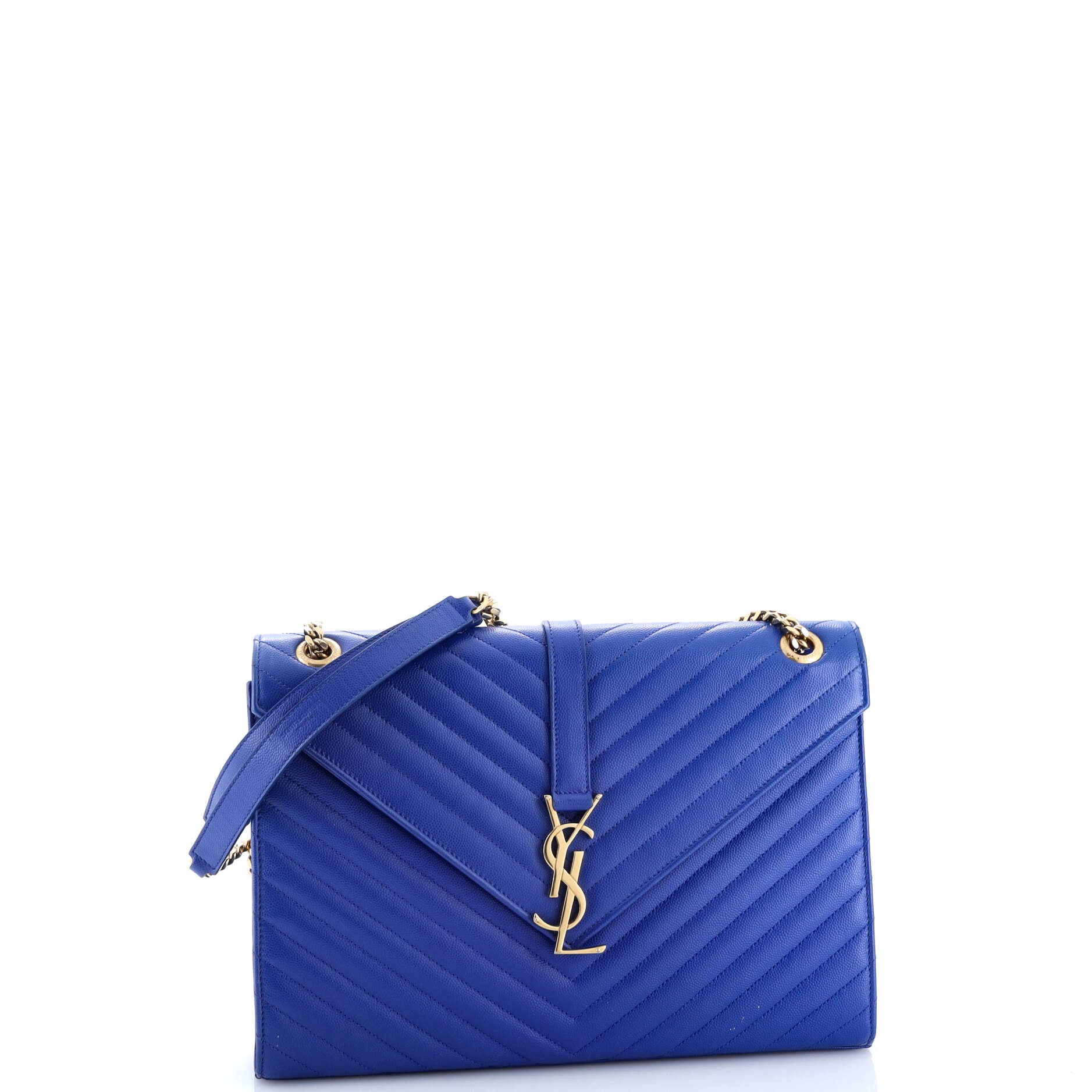 Saint Laurent Classic Monogram Envelope Satchel Matelasse Chevron Leather Large