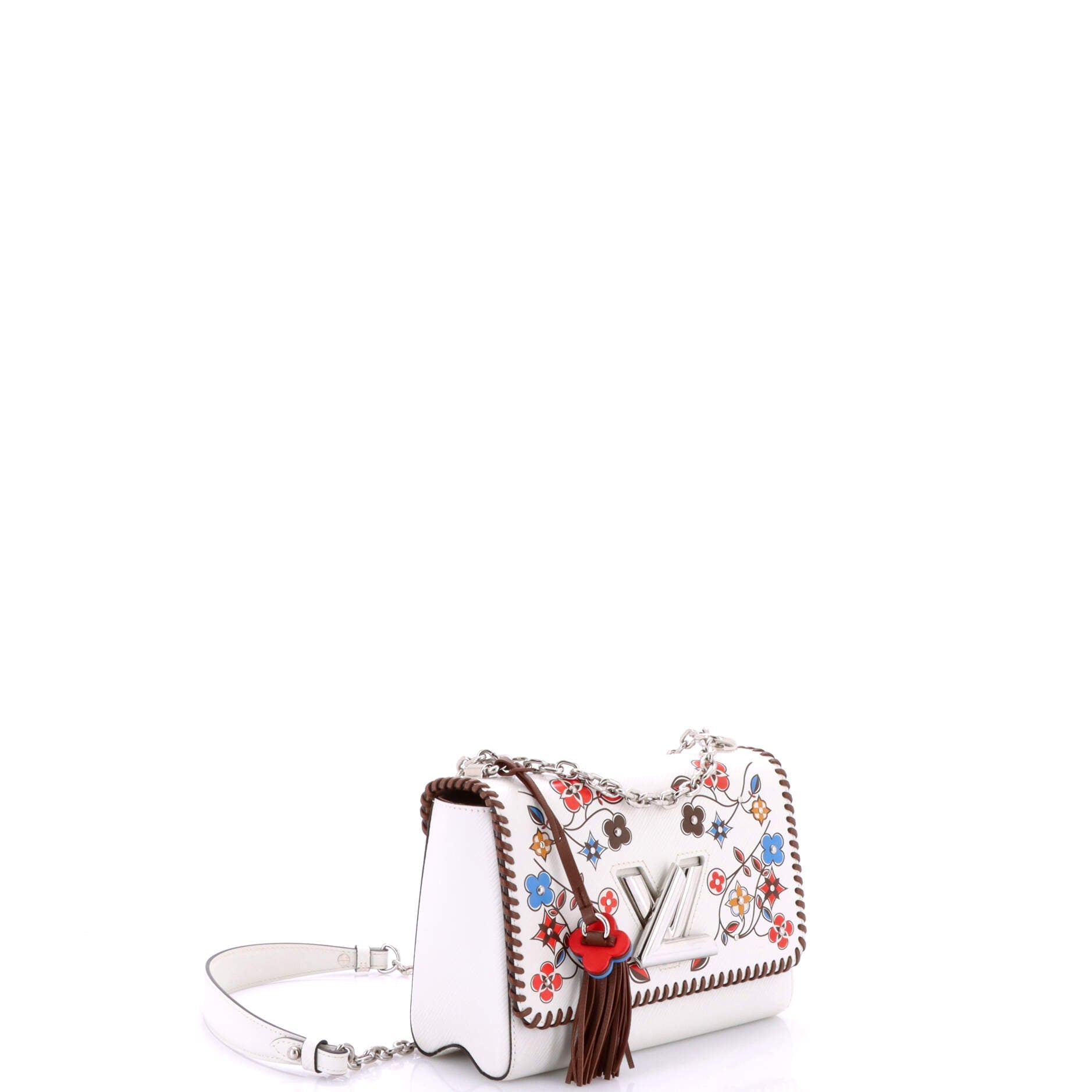 Louis Vuitton Twist Handbag Limited Edition Flower Embellished Epi Leather with Whipstitch Details MM