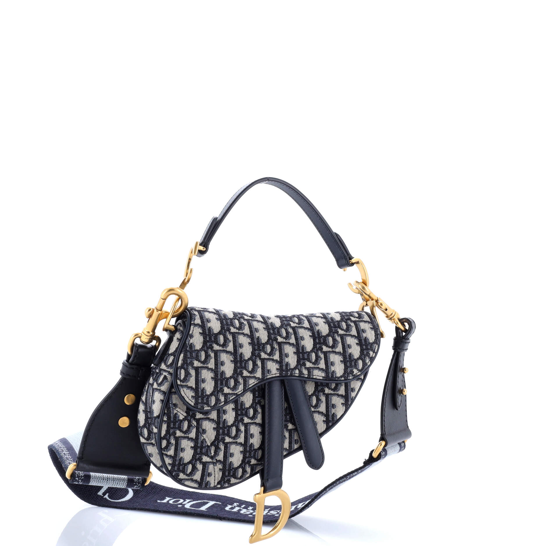Christian Dior Saddle Handbag with Strap Oblique Canvas Mini