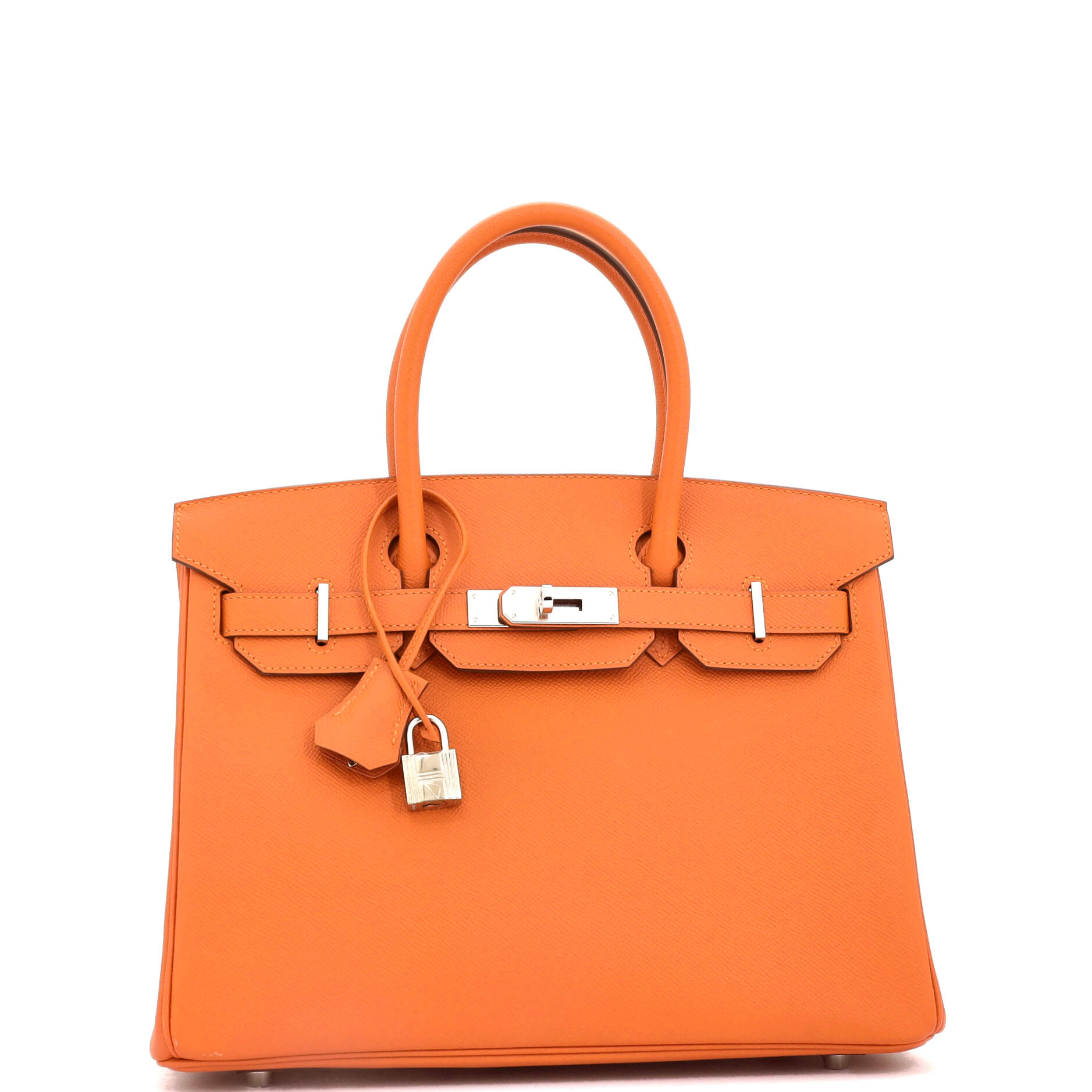 Hermes Birkin Handbag Orange Epsom with Palladium Hardware 30