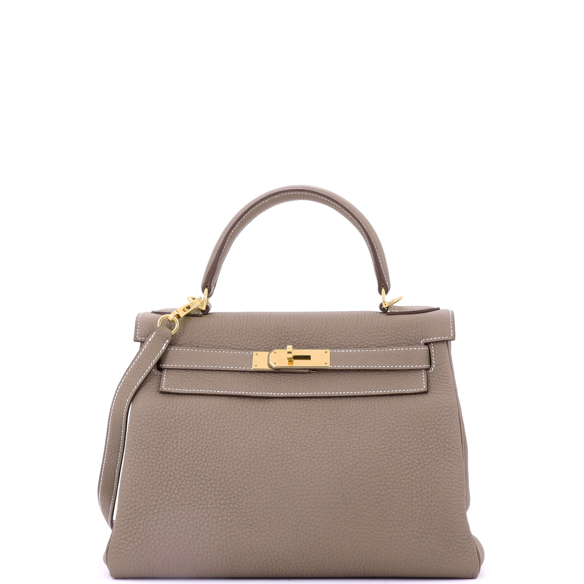 Hermes Kelly Handbag Grey Togo with Gold Hardware 28