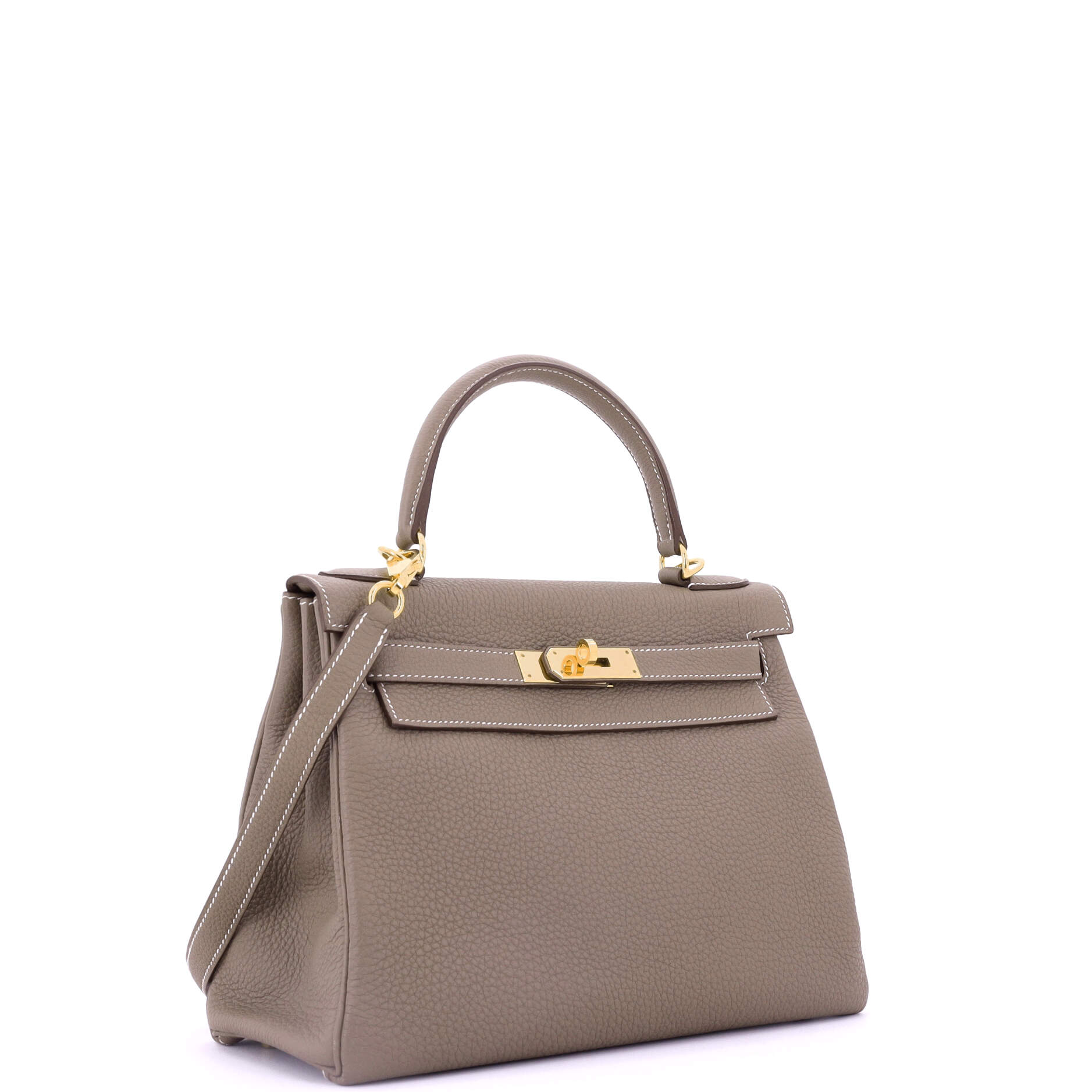 Hermes Kelly Handbag Grey Togo with Gold Hardware 28