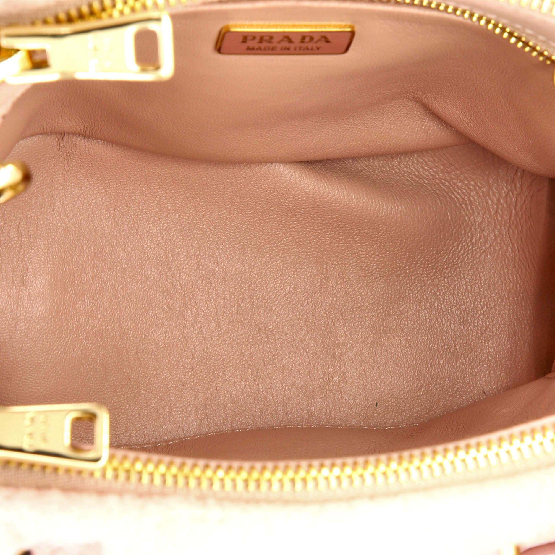 Prada Galleria Double Zip Tote Shearling and Leather Mini