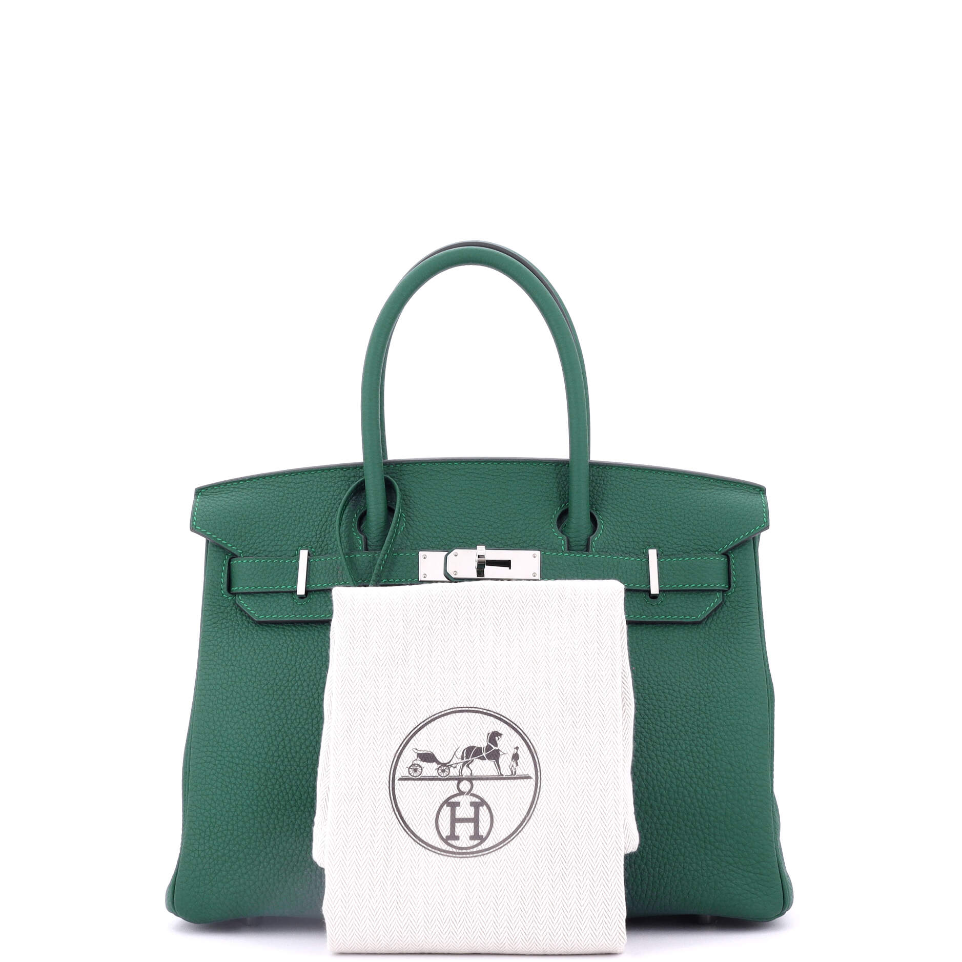 Hermes Birkin Handbag Green Togo with Palladium Hardware 30