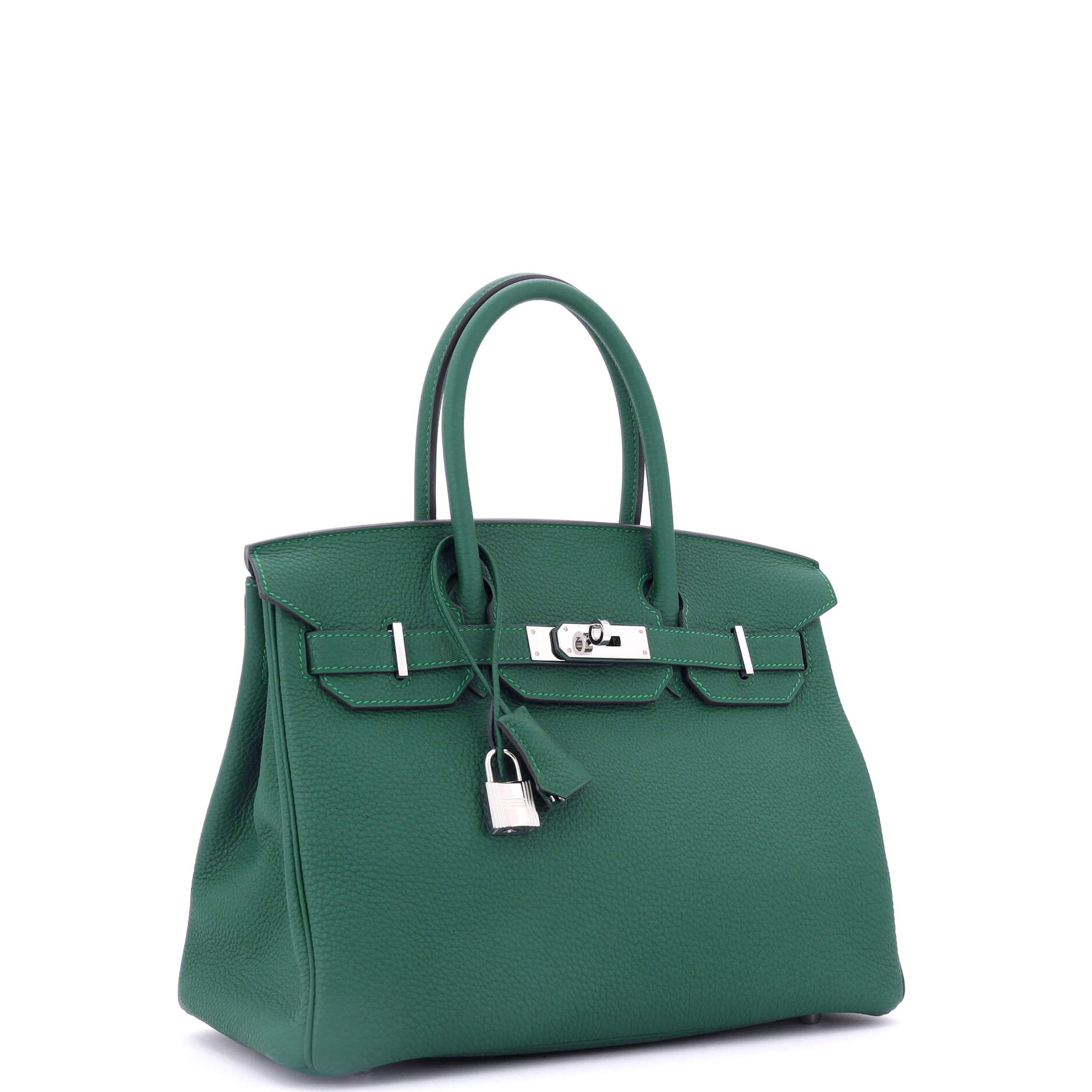 Hermes Birkin Handbag Green Togo with Palladium Hardware 30
