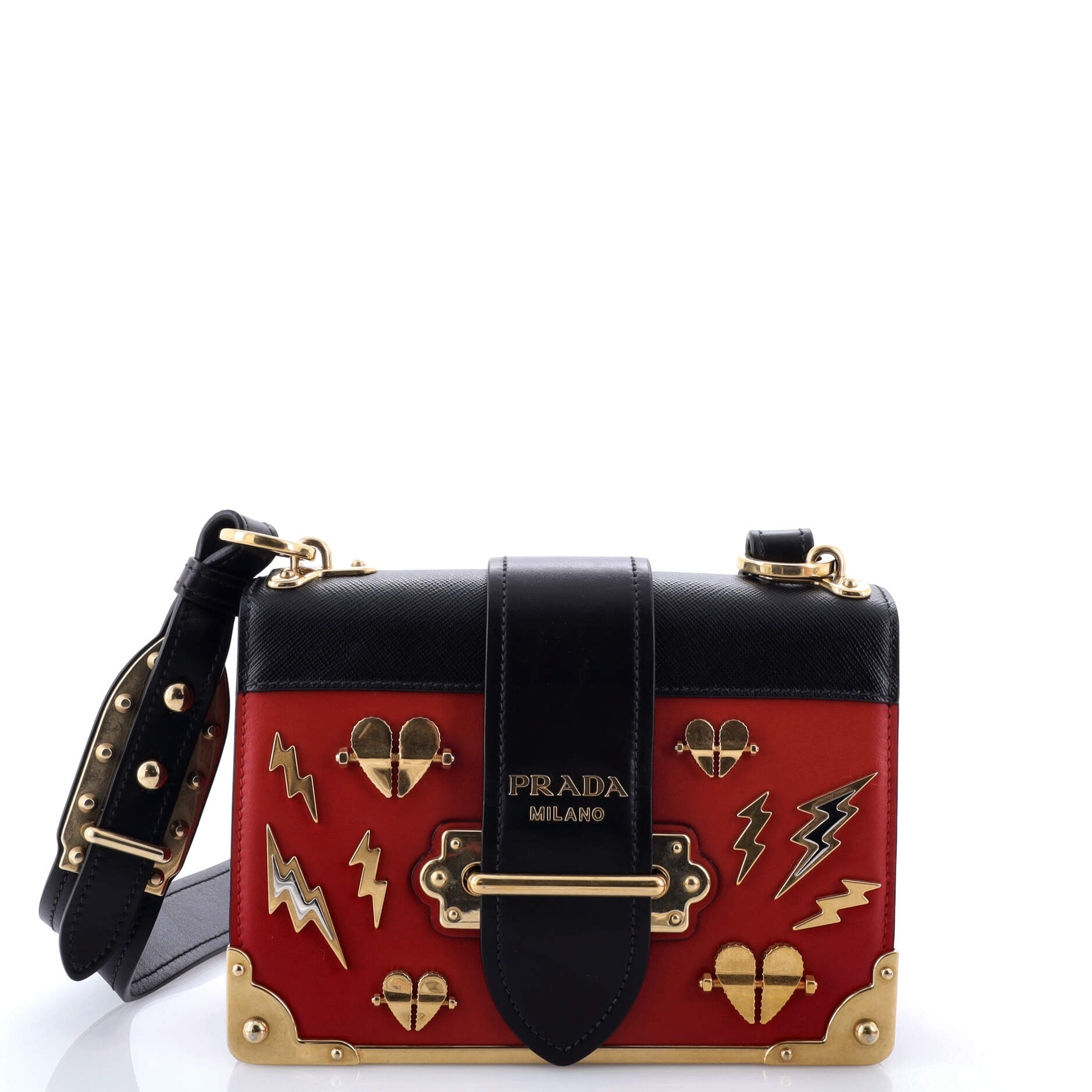 Prada Cahier Crossbody Bag Embellished Leather Small