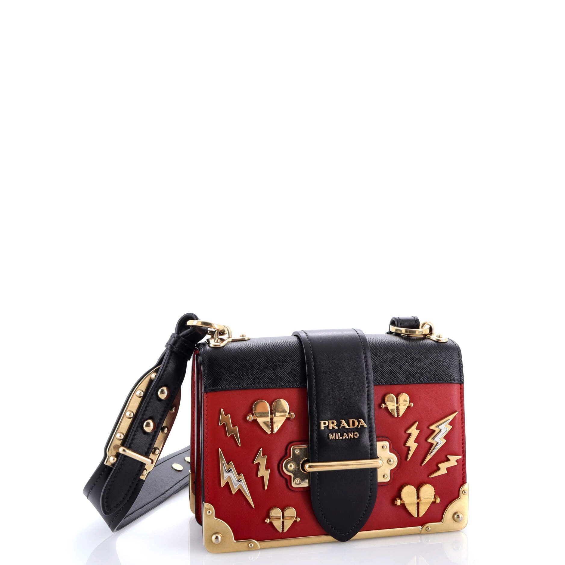 Prada Cahier Crossbody Bag Embellished Leather Small
