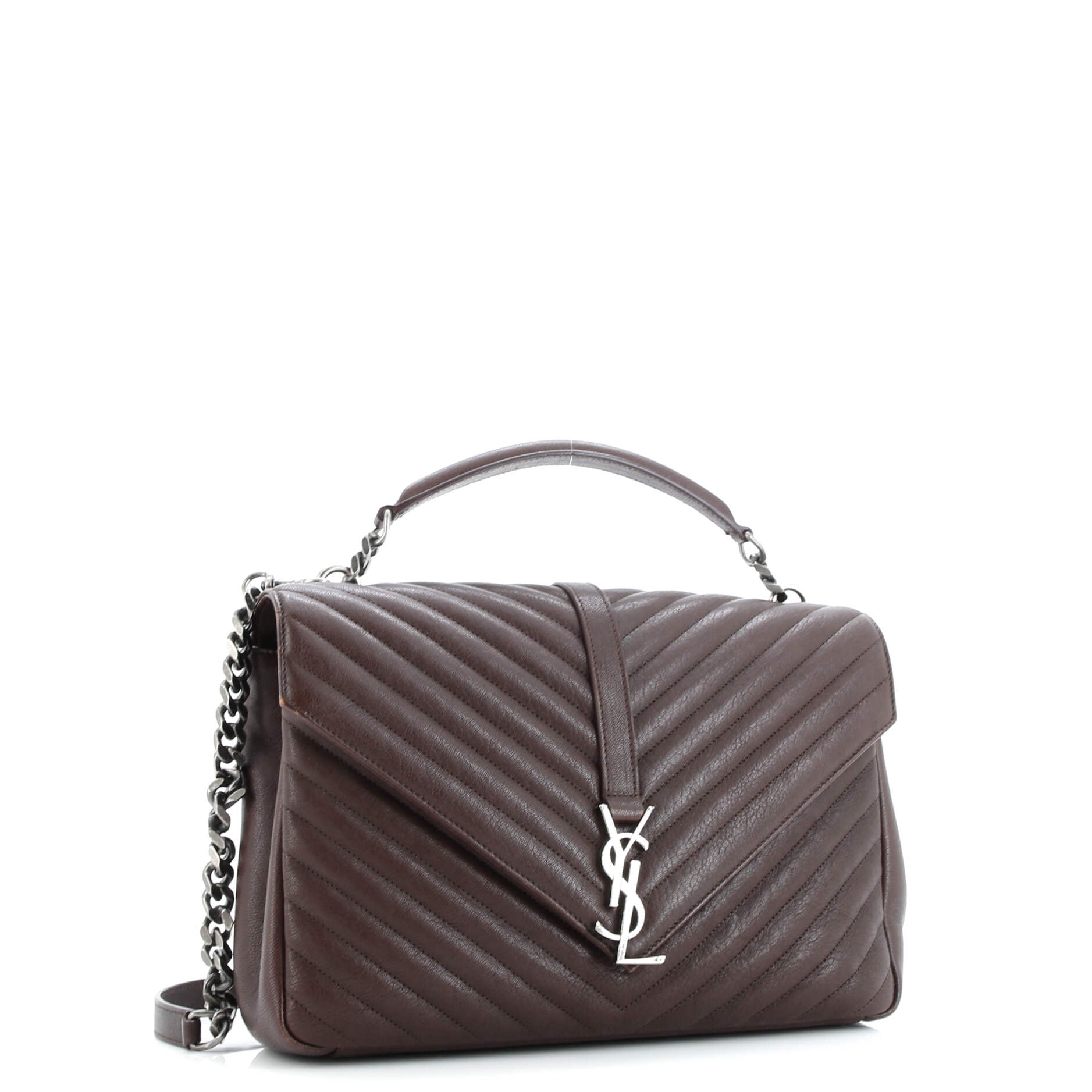 Saint Laurent Classic Monogram College Bag Matelasse Chevron Leather Large