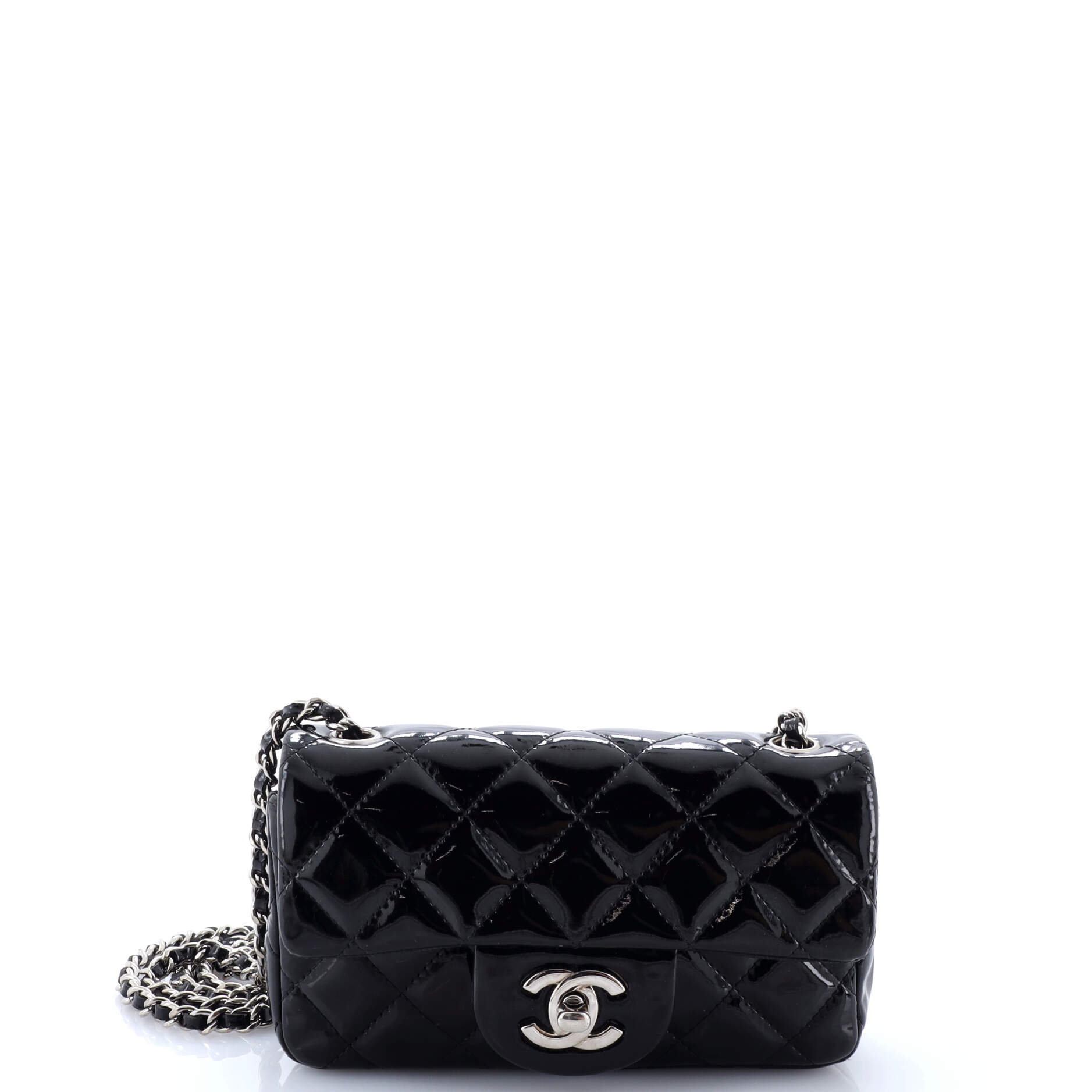 Chanel Classic Single Flap Bag Quilted Patent Extra Mini