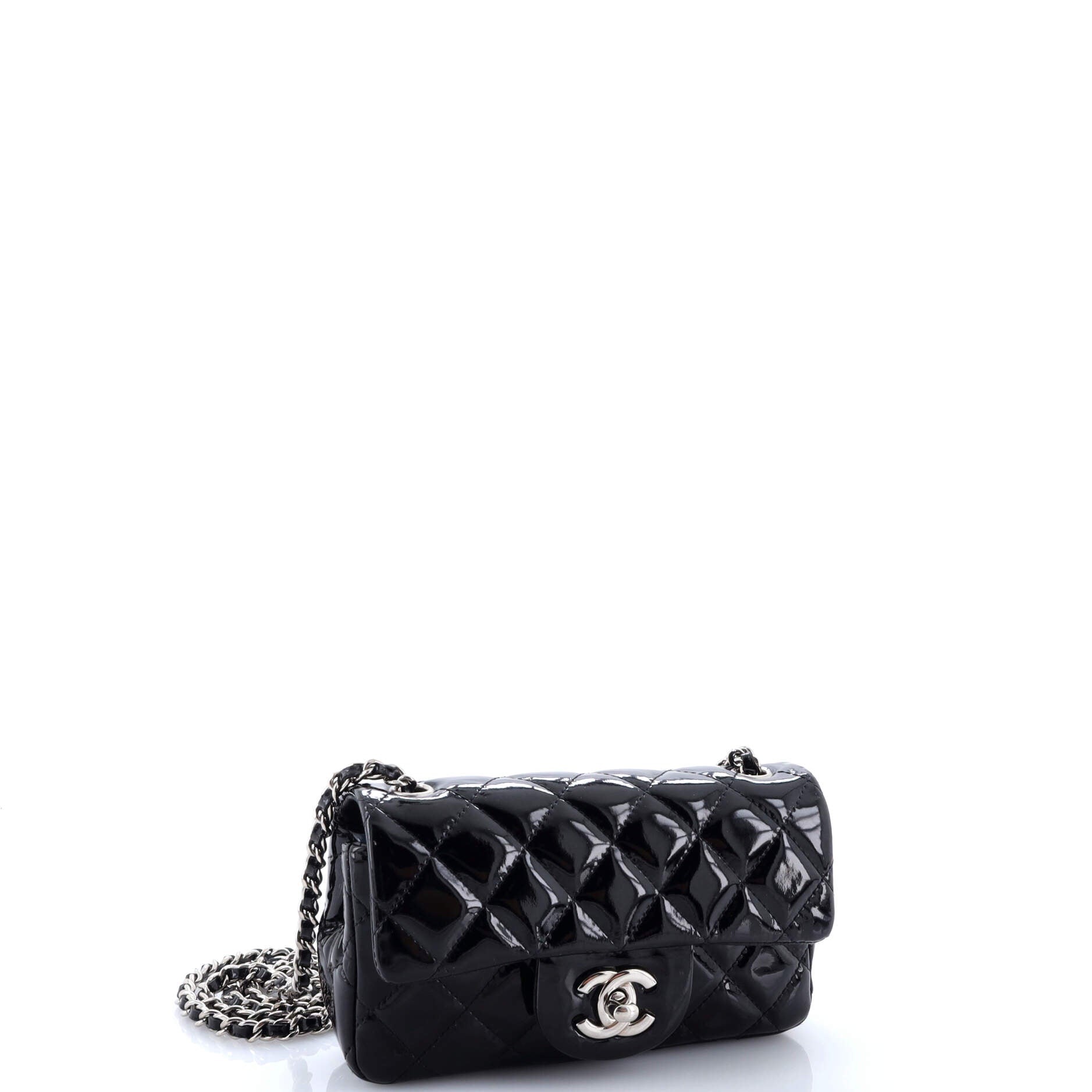 Chanel Classic Single Flap Bag Quilted Patent Extra Mini