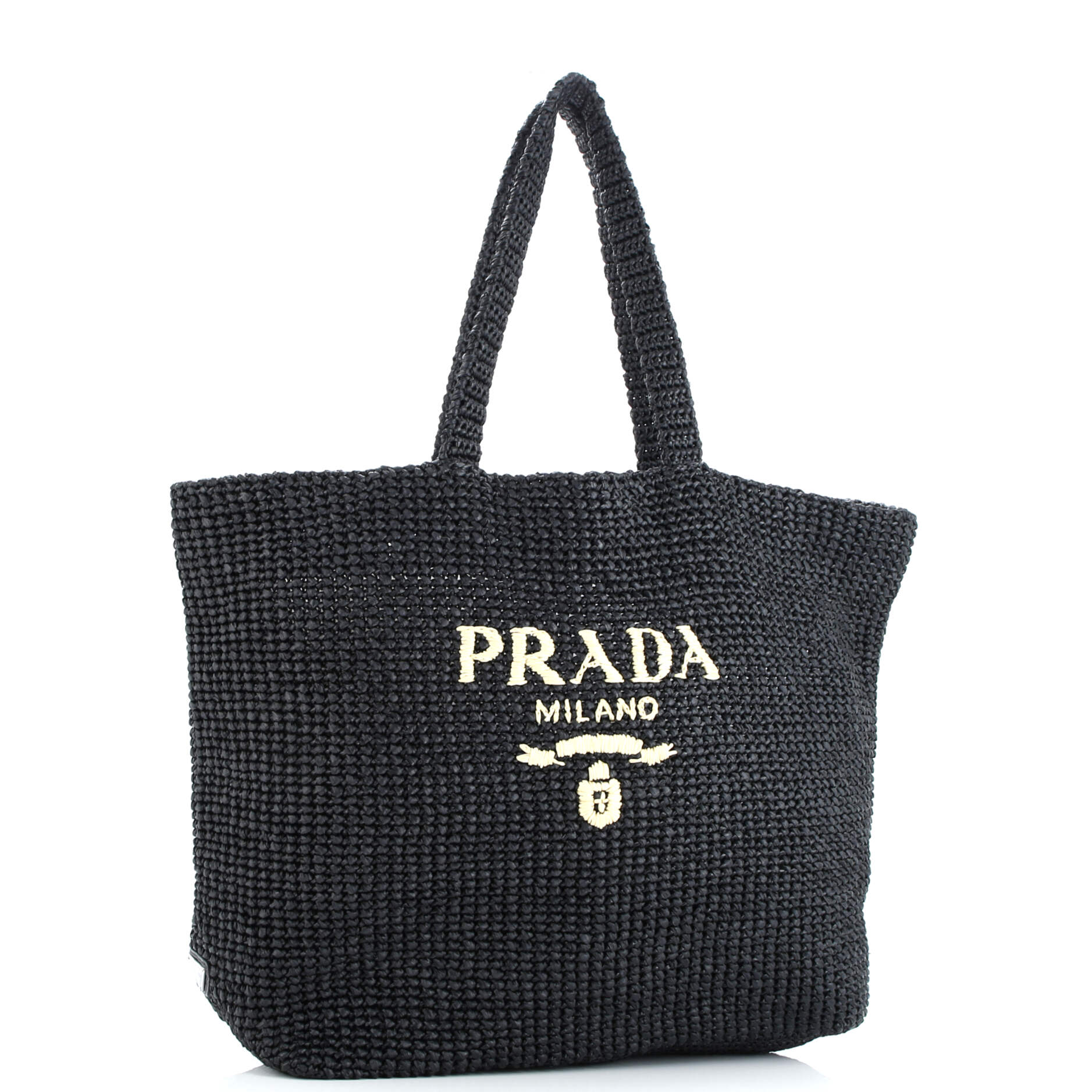 Prada Logo Tote Raffia Large