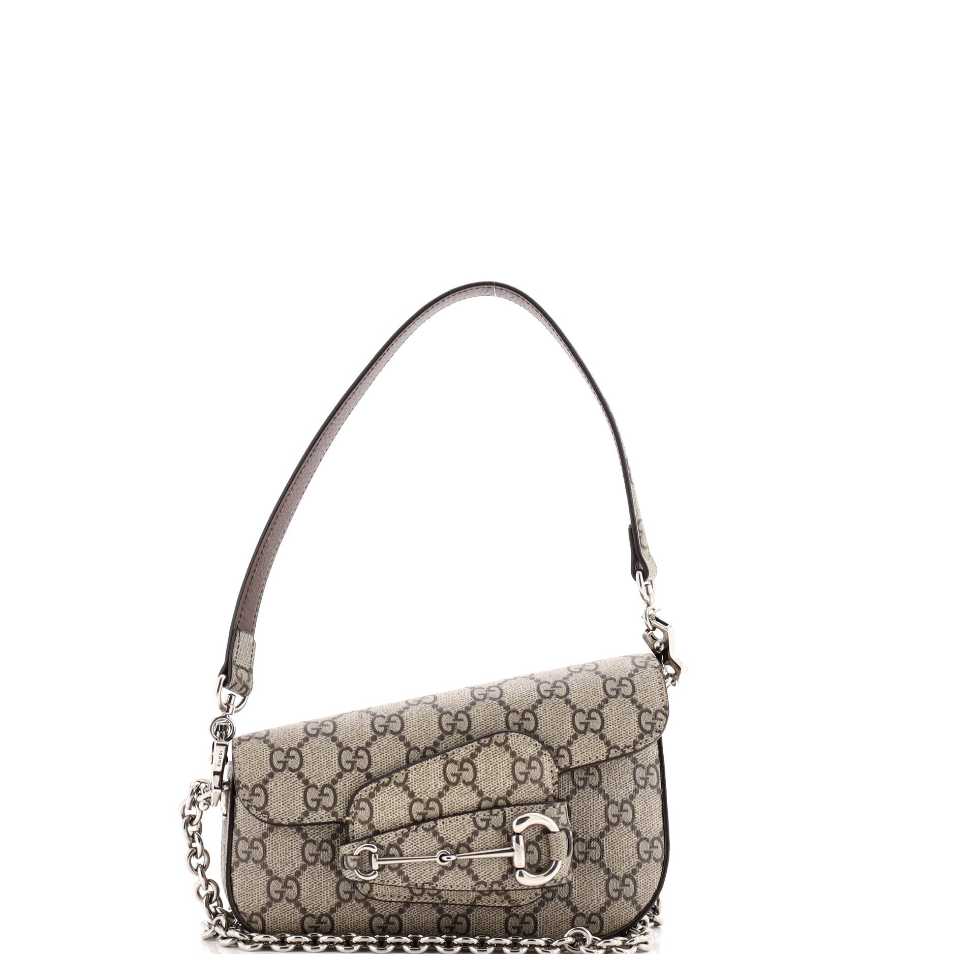 Gucci Horsebit 1955 Asymmetric Shoulder Bag GG Coated Canvas Mini
