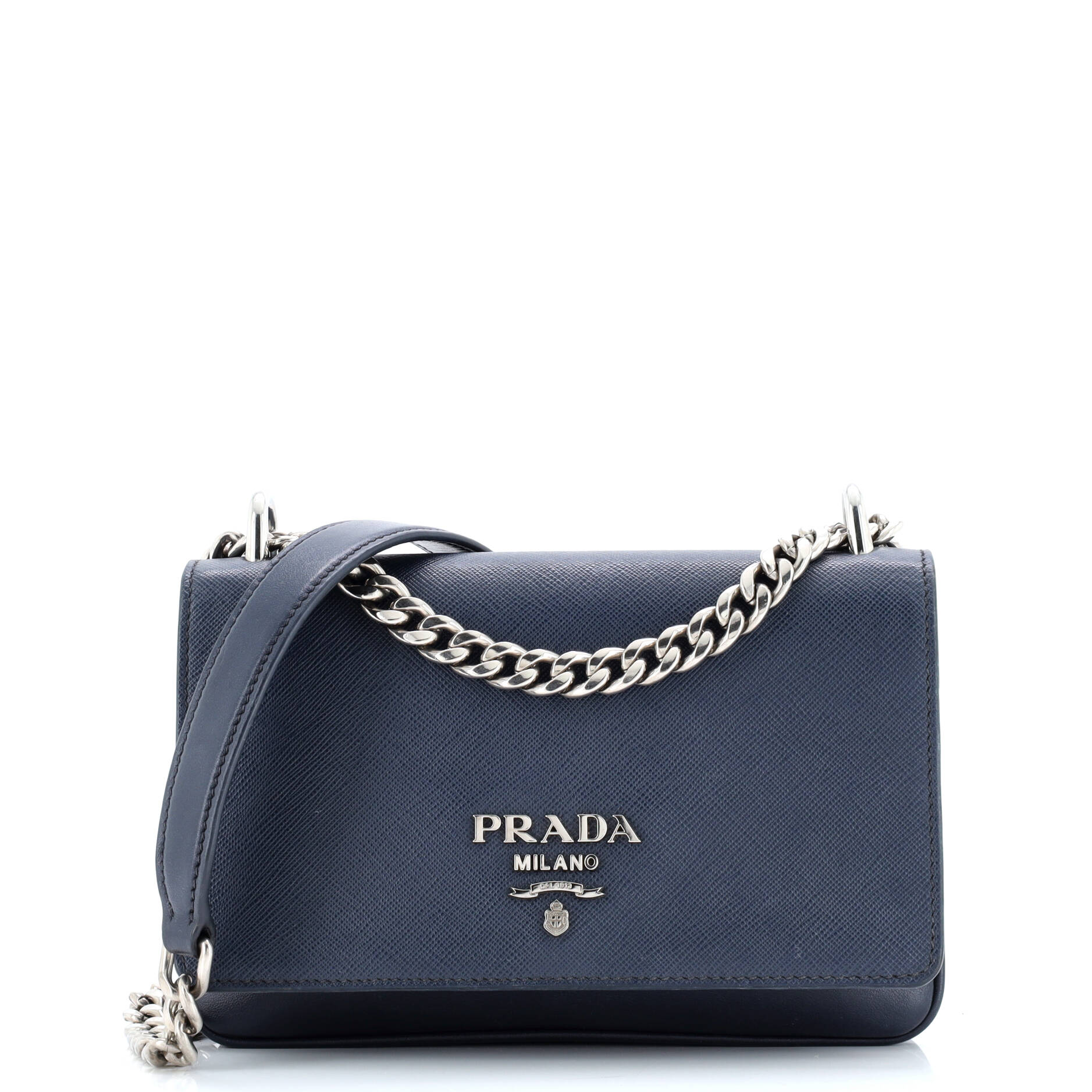 Prada Chain Flap Crossbody Bag Saffiano and Soft Calf Small