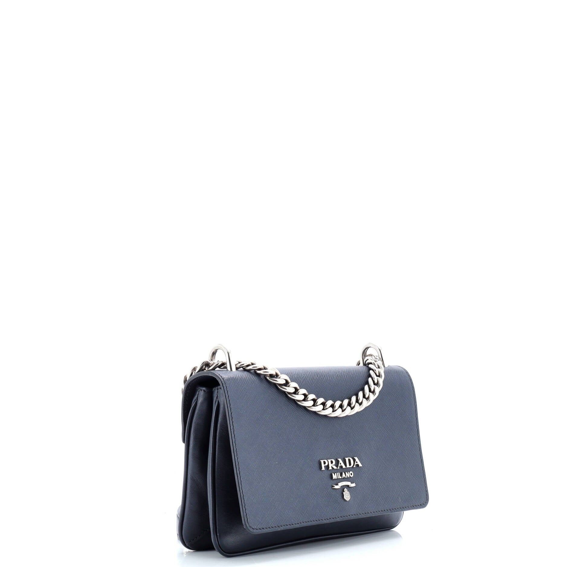 Prada Chain Flap Crossbody Bag Saffiano and Soft Calf Small