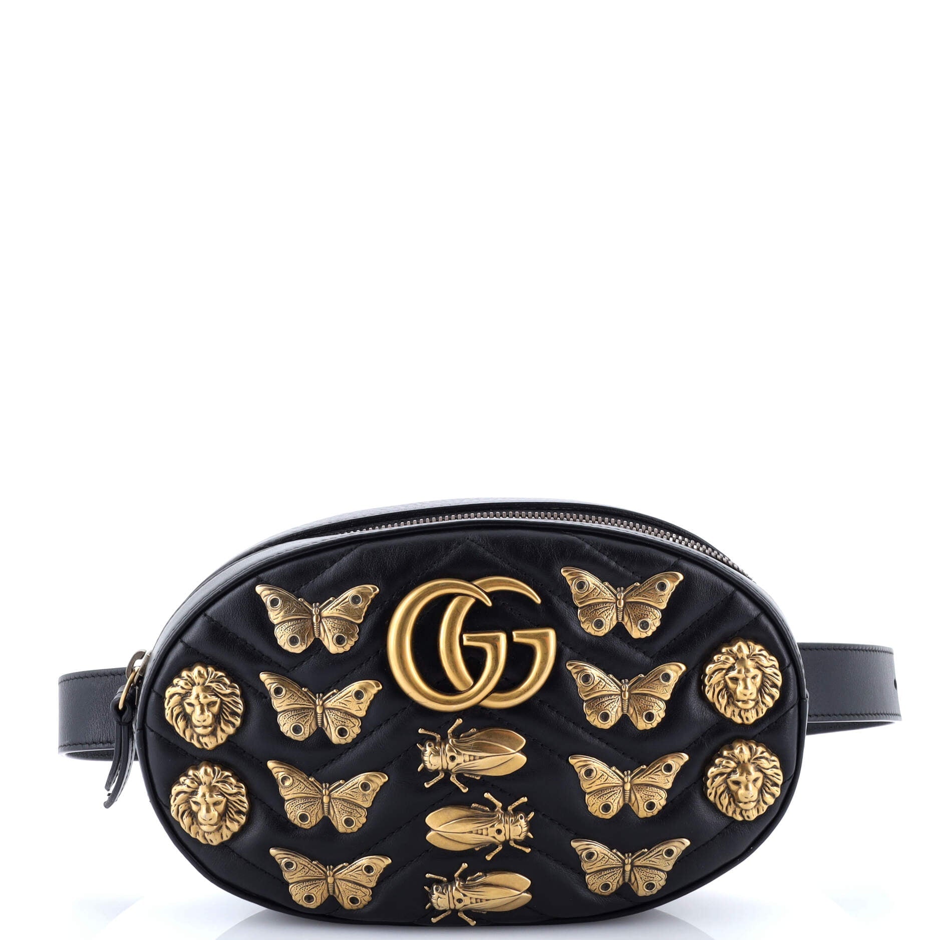 Gucci GG Marmont Belt Bag Embellished Matelasse Leather