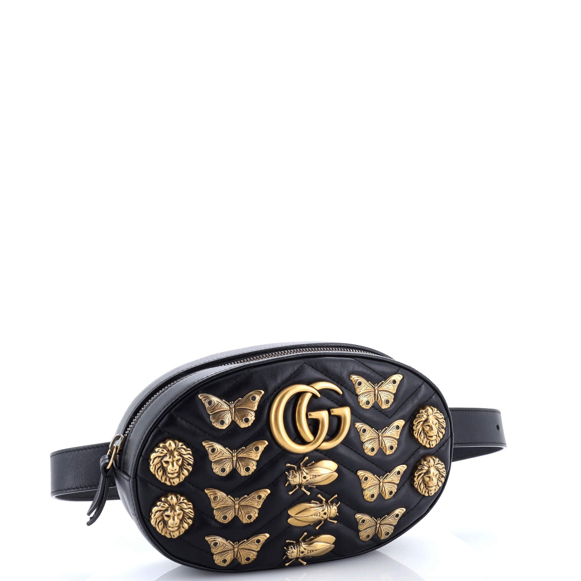 Gucci GG Marmont Belt Bag Embellished Matelasse Leather