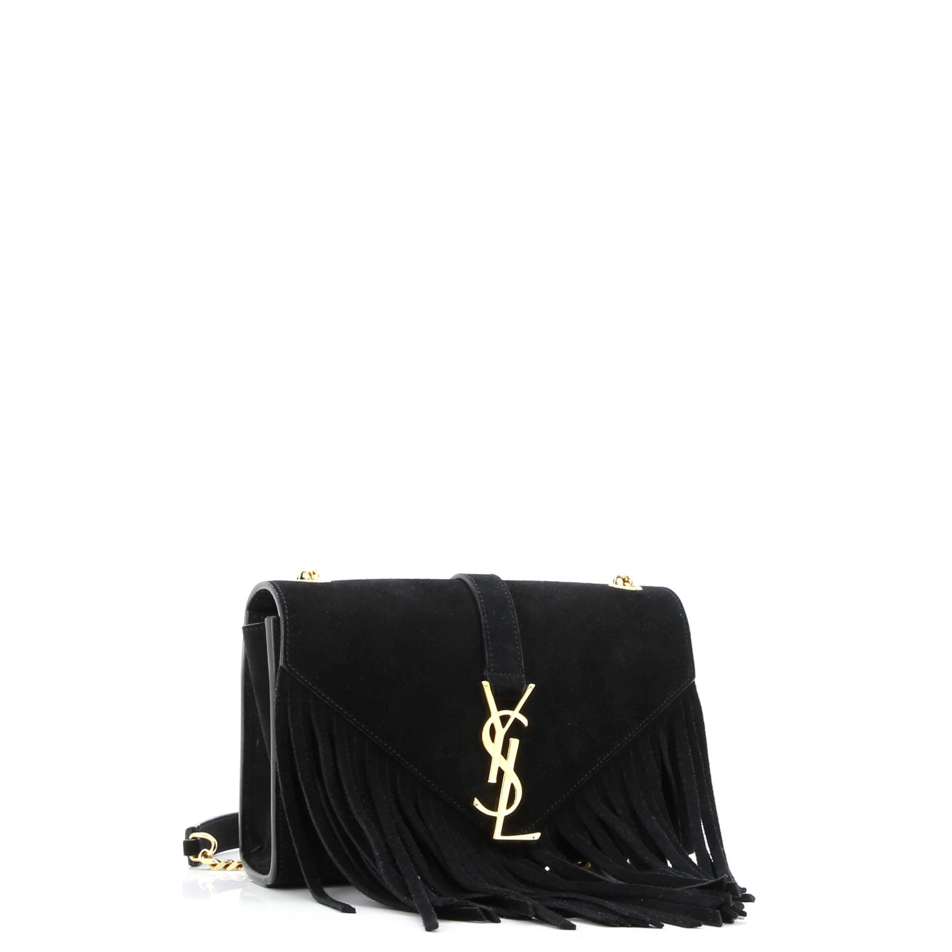 Saint Laurent Classic Monogram Fringe Crossbody Bag Suede Small