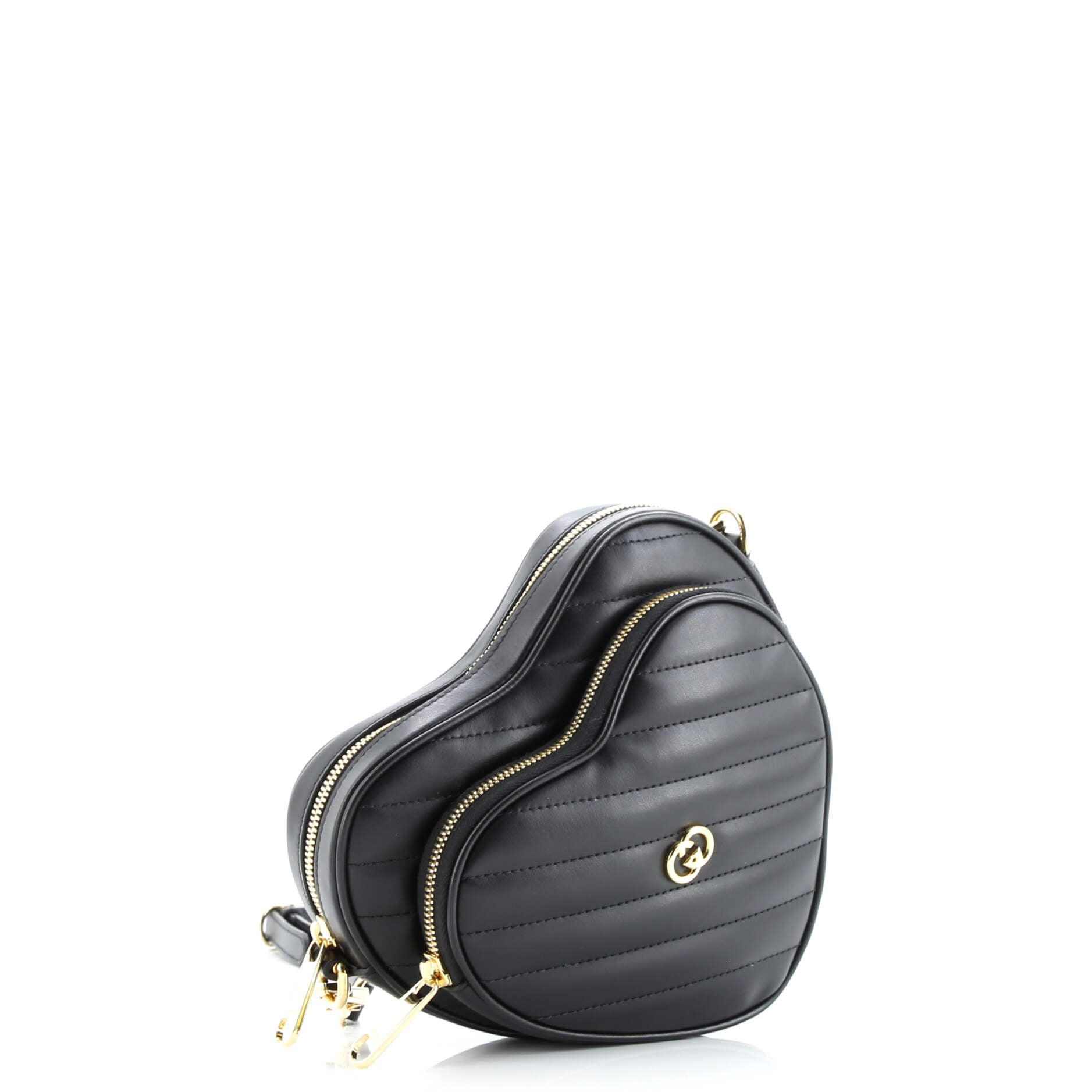 Gucci Interlocking G Heart Shoulder Bag Diagonal Quilted Leather Mini