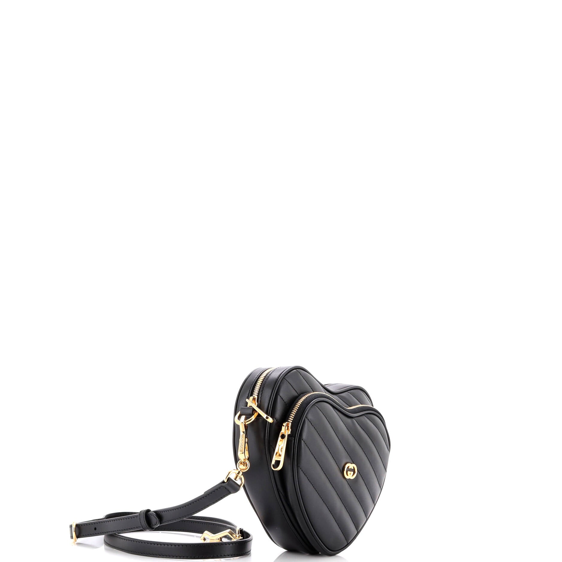 Gucci Interlocking G Heart Shoulder Bag Diagonal Quilted Leather Mini