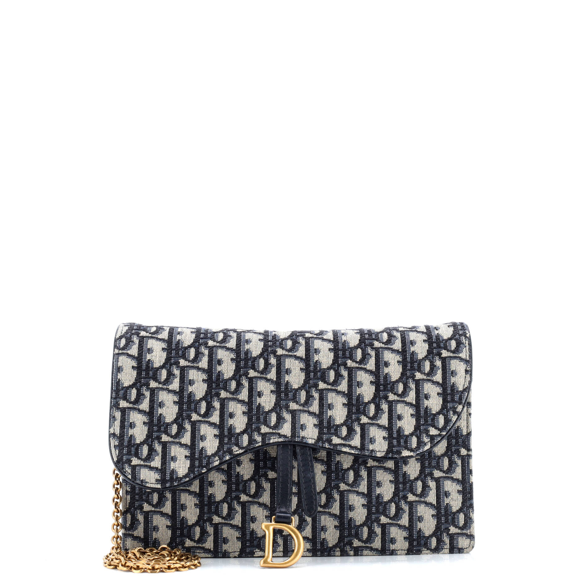 Christian Dior Saddle Chain Clutch Oblique Canvas