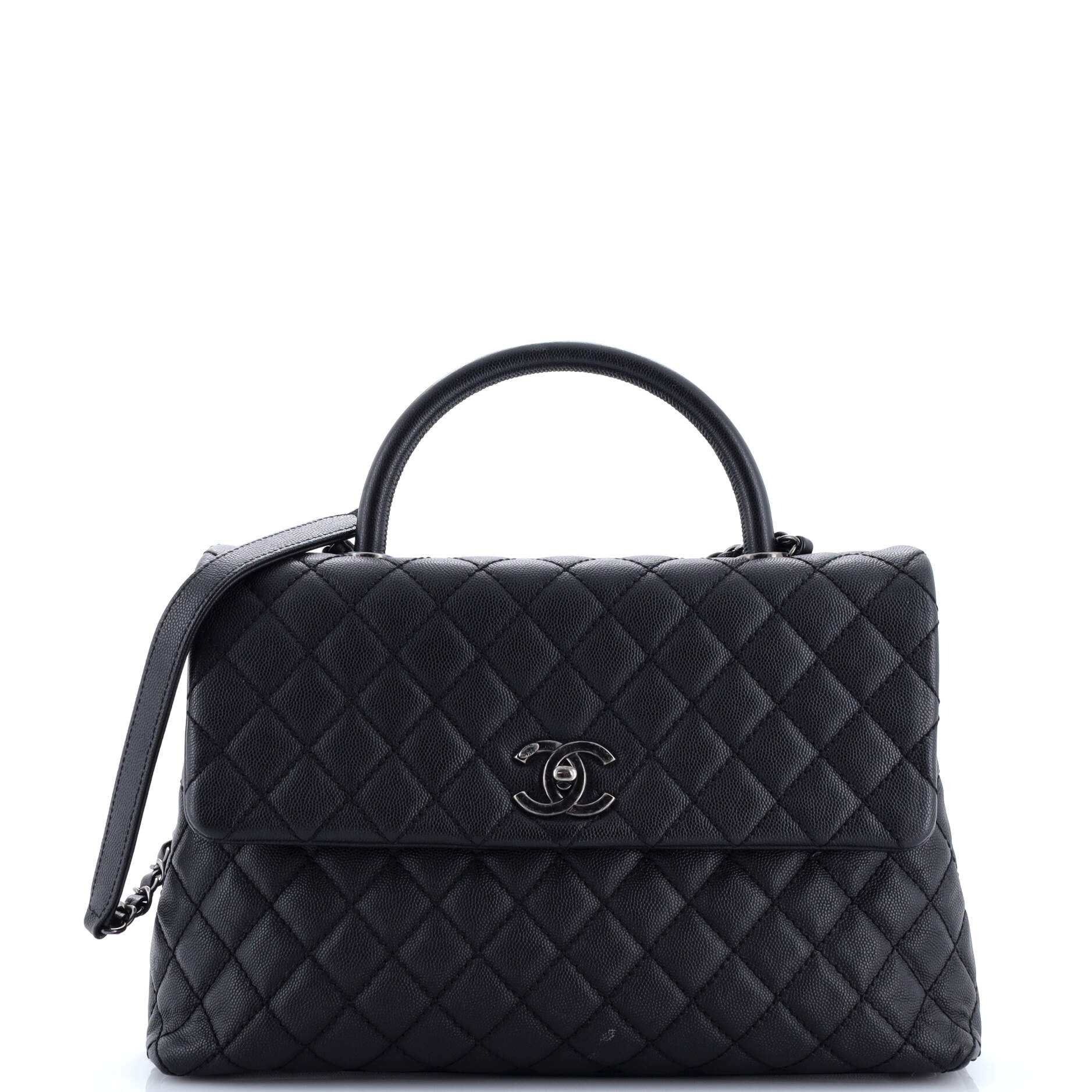 Chanel Coco Top Handle Bag Quilted Caviar Medium