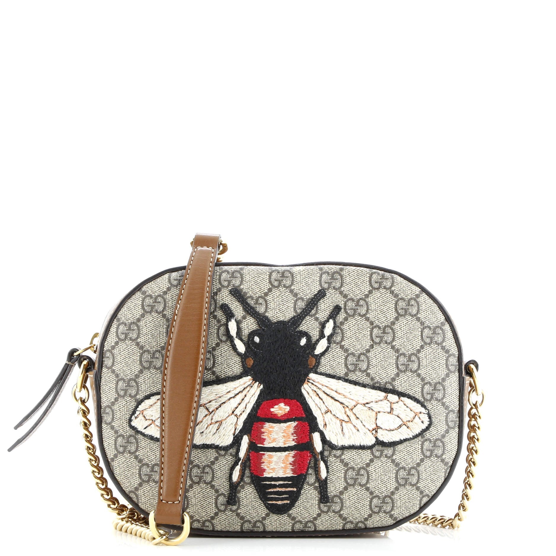 Gucci Chain Crossbody Bag Embroidered GG Coated Canvas Mini