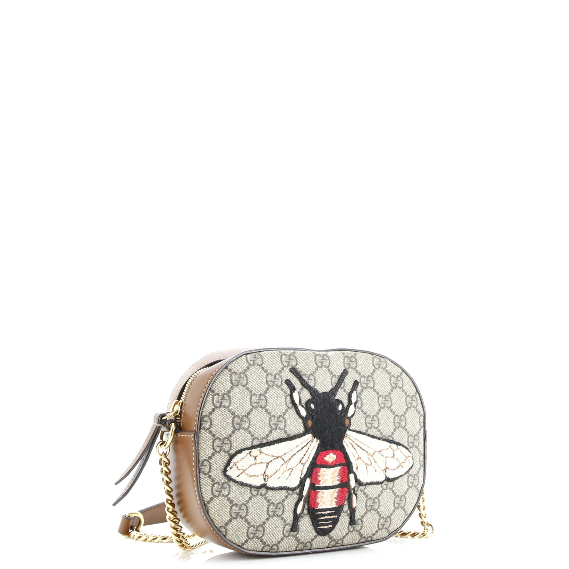 Gucci Chain Crossbody Bag Embroidered GG Coated Canvas Mini
