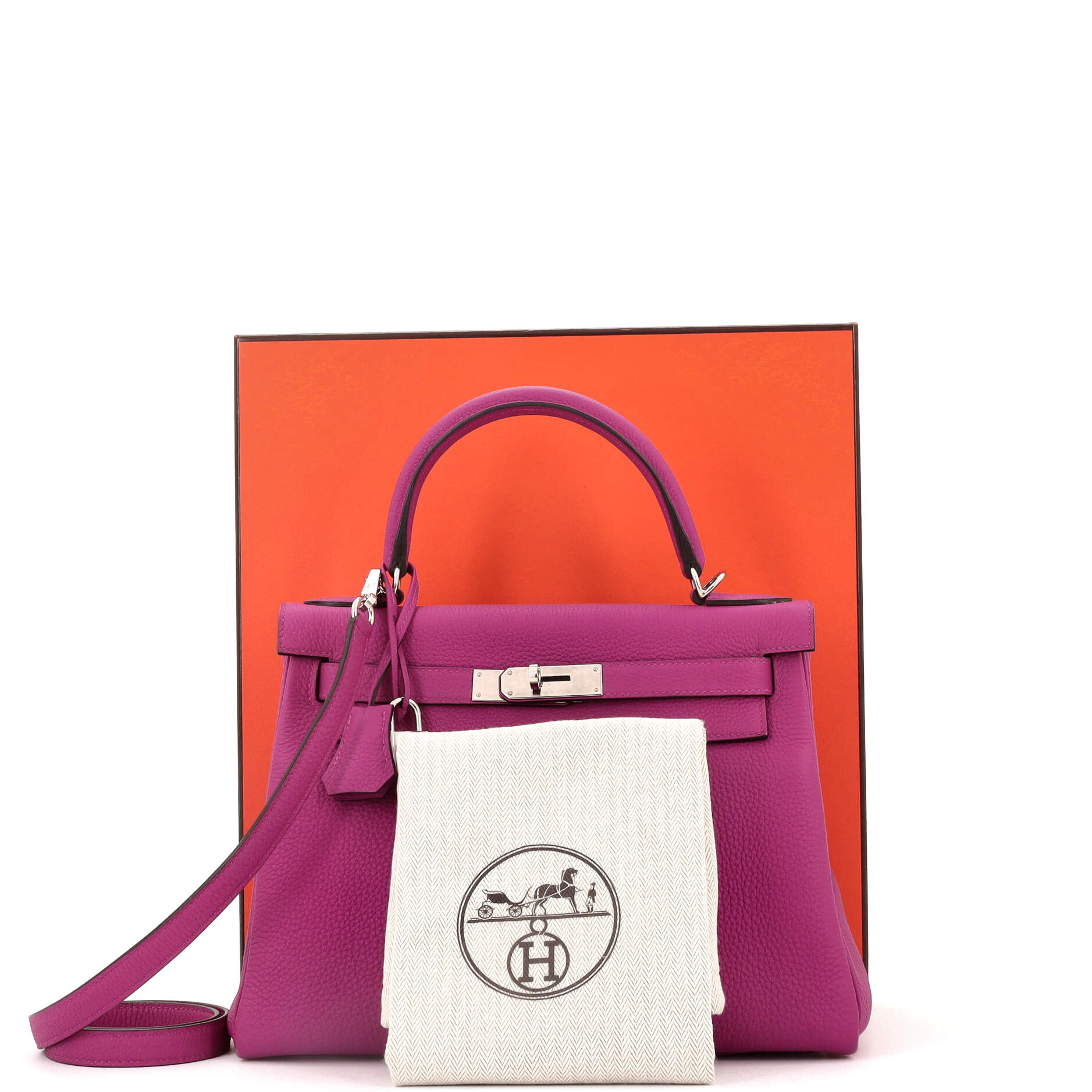 Hermes Kelly Handbag Pink Togo with Palladium Hardware 28
