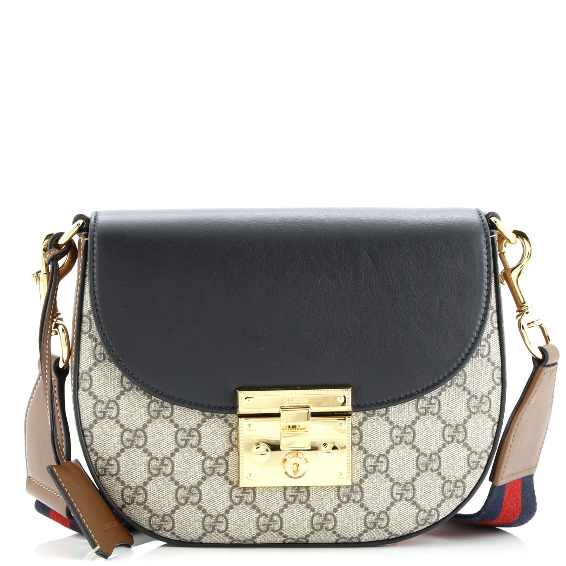 Gucci Padlock Saddle Shoulder Bag GG Coated Canvas and Leather Medium