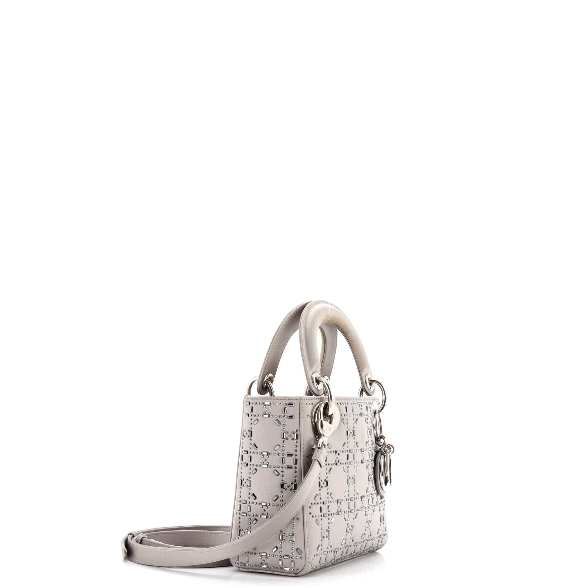Christian Dior Lady Dior Bag Crystal Embellished Cannage Quilt Satin Mini