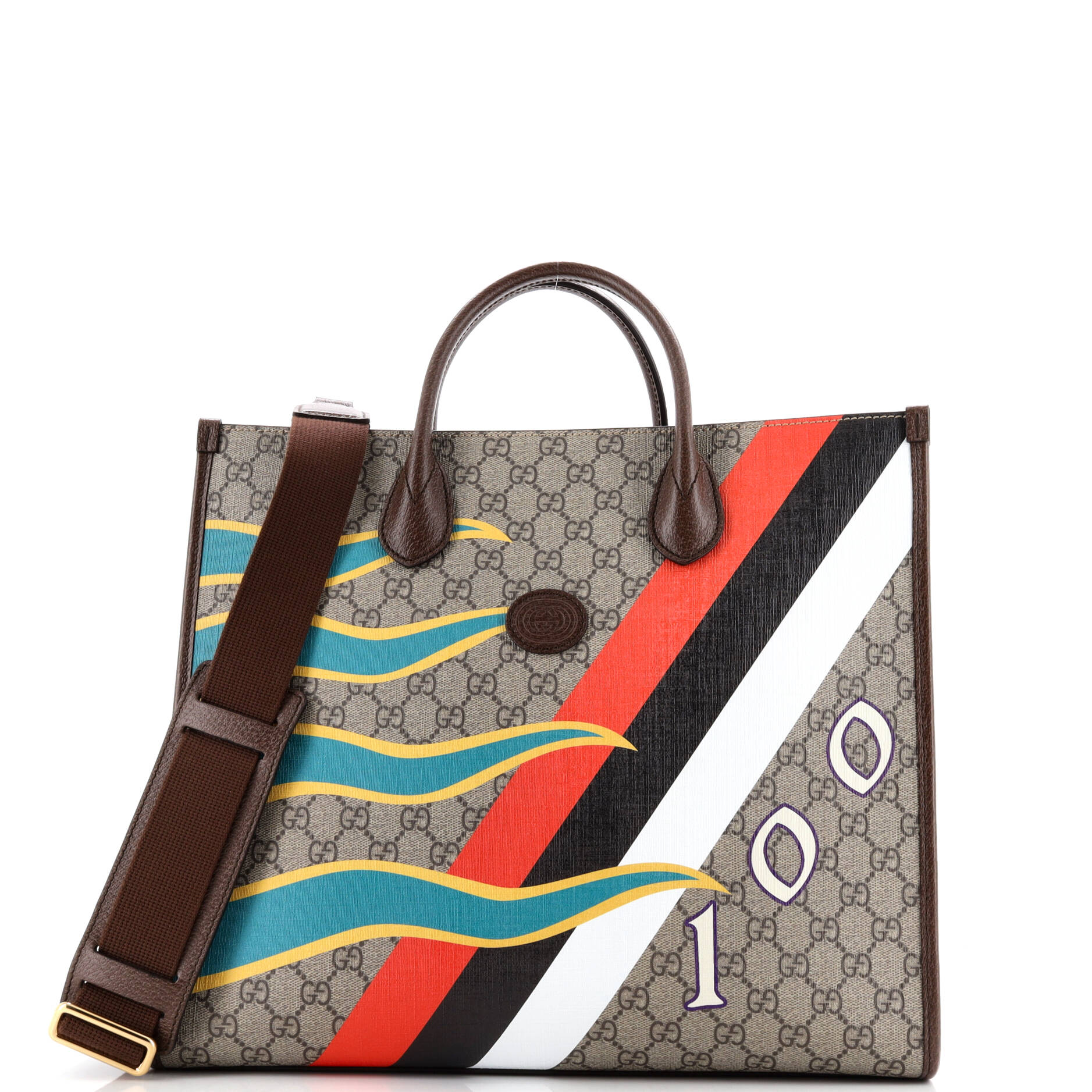 Gucci Interlocking G Patch Convertible Tote Printed GG Coated Canvas Medium