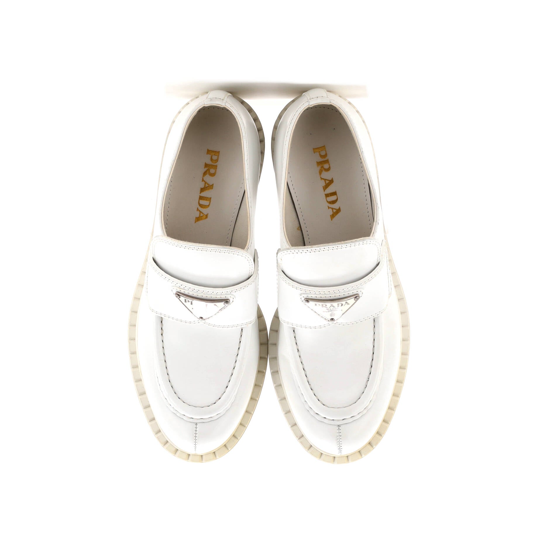 Prada Women's Triangle Logo Loafers Spazzolato Leather