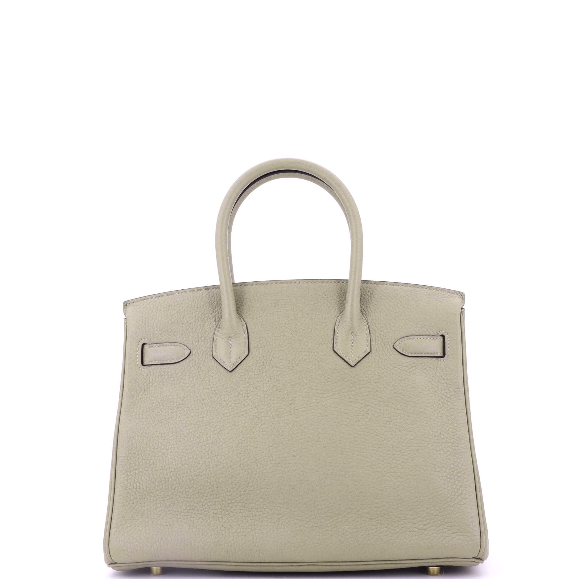 Hermes Birkin Handbag Green Clemence with Gold Hardware 30