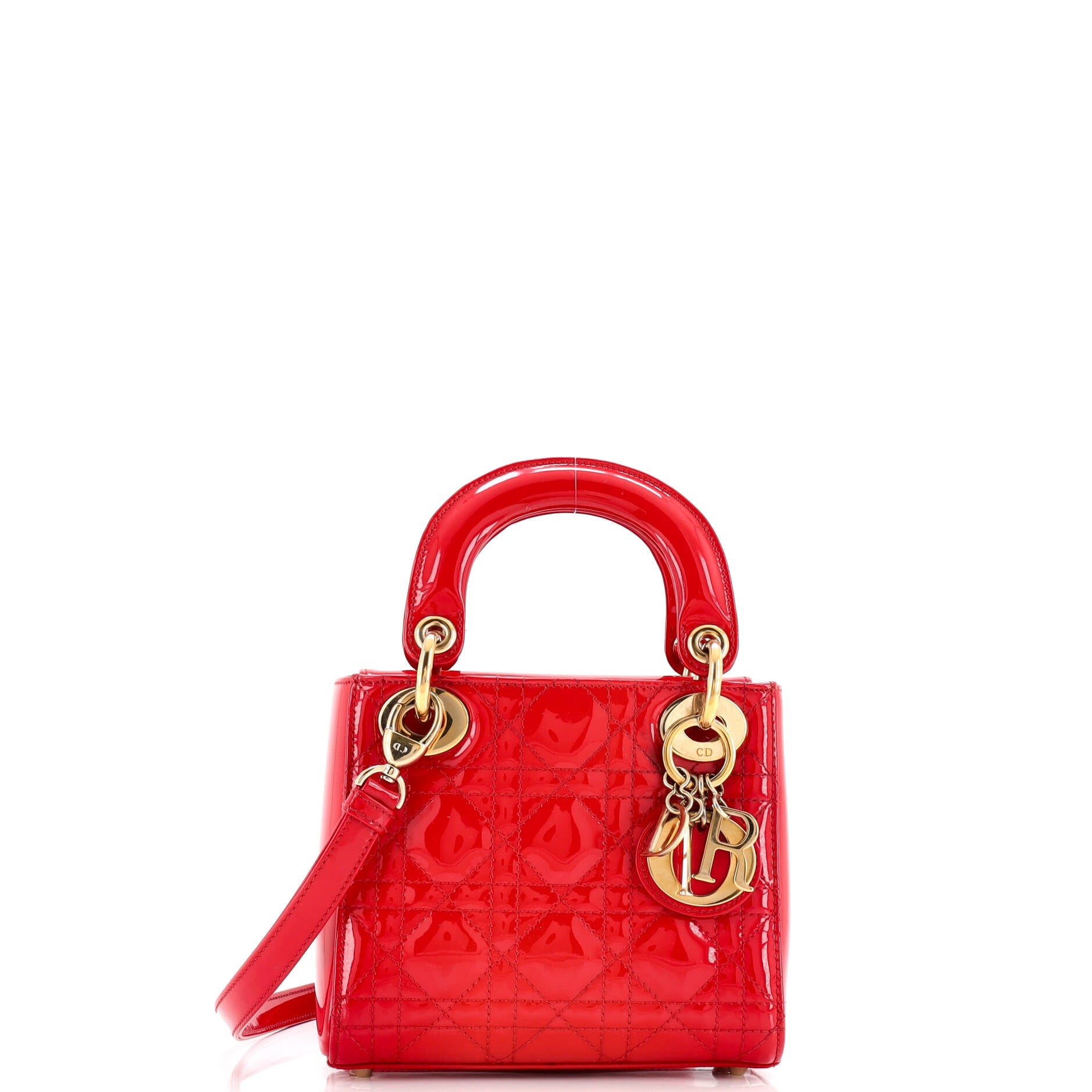 Christian Dior Lady Dior Bag Cannage Quilt Patent Mini