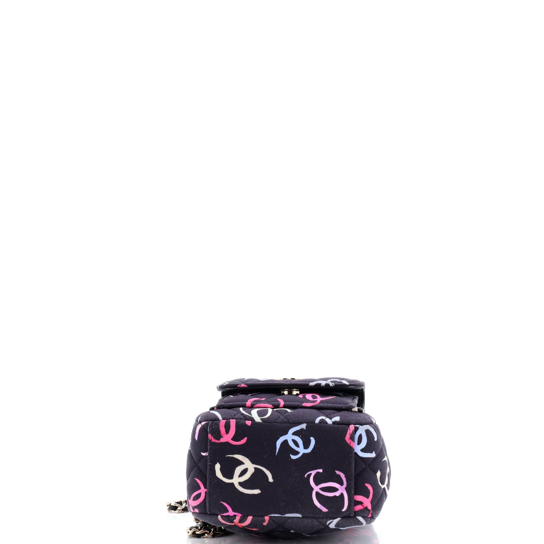 Chanel Classic CC Chain Pocket Backpack Quilted CC Printed Fabric Mini