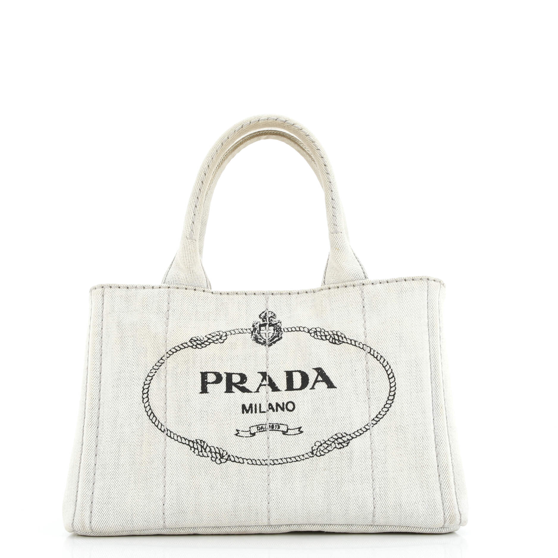 Prada Canapa Convertible Tote Denim Mini